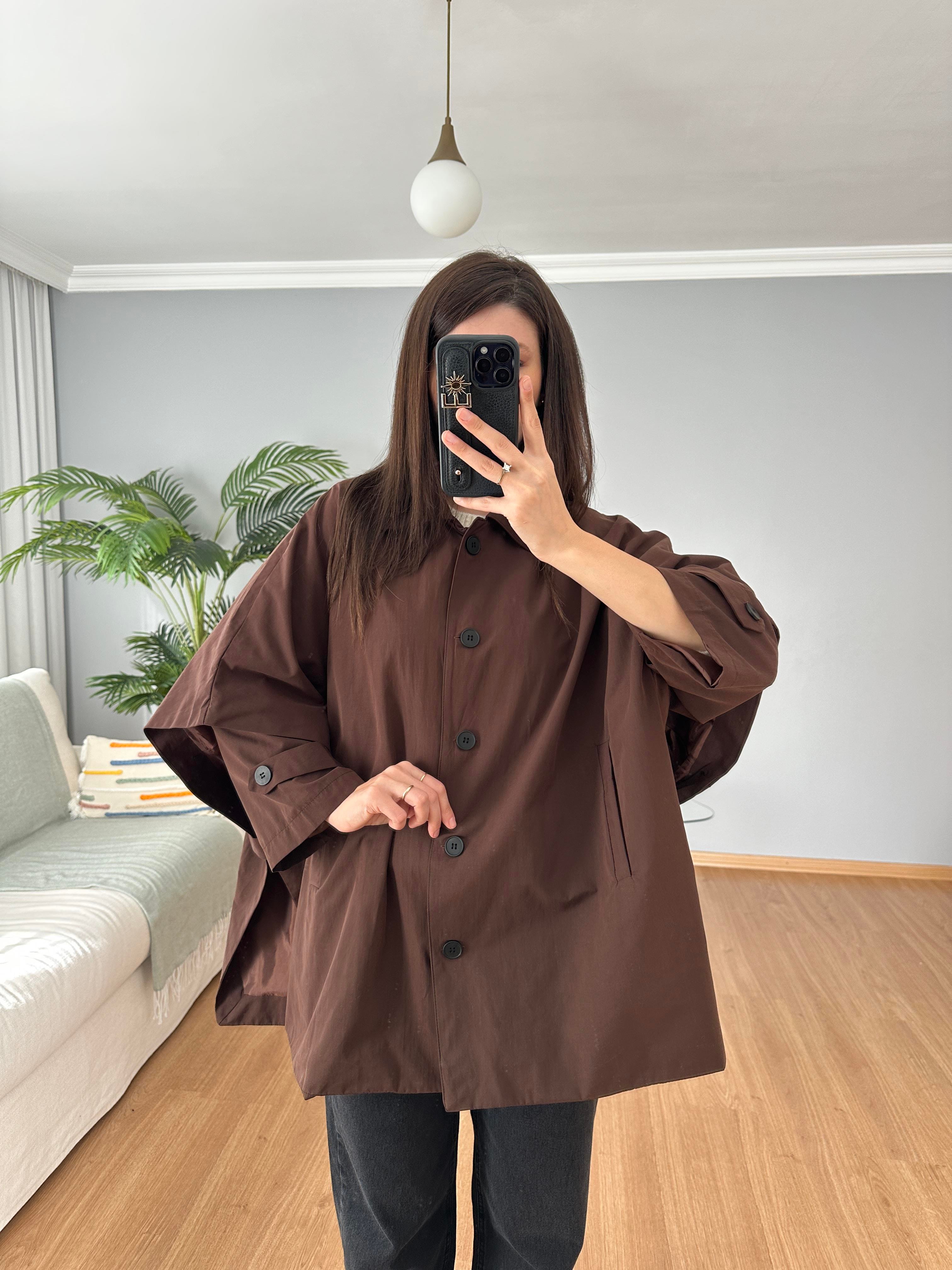 Kahve Rengi Panço Model Trençkot 