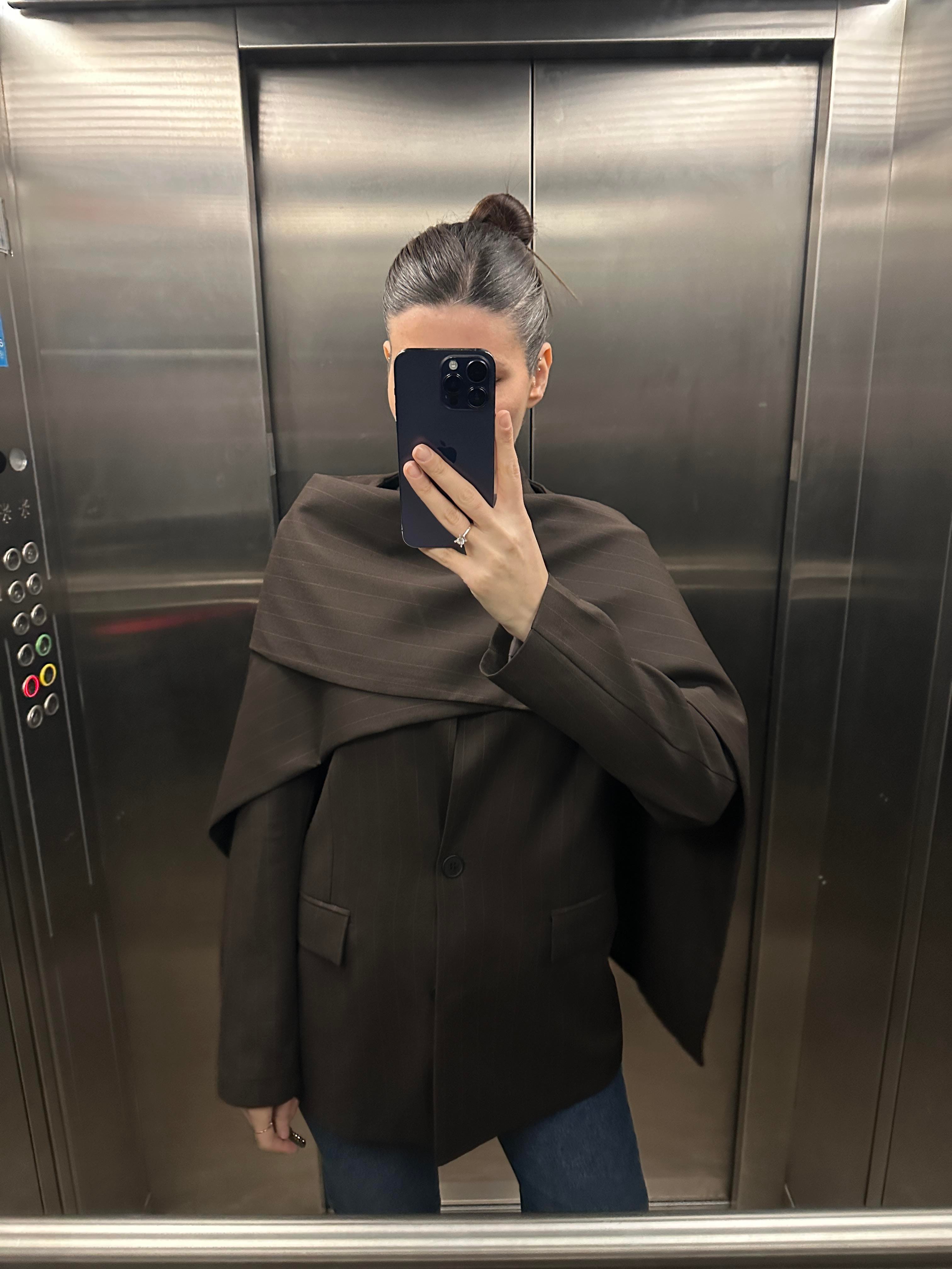 Kahve Renk Şal Yaka Blazer Ceket 