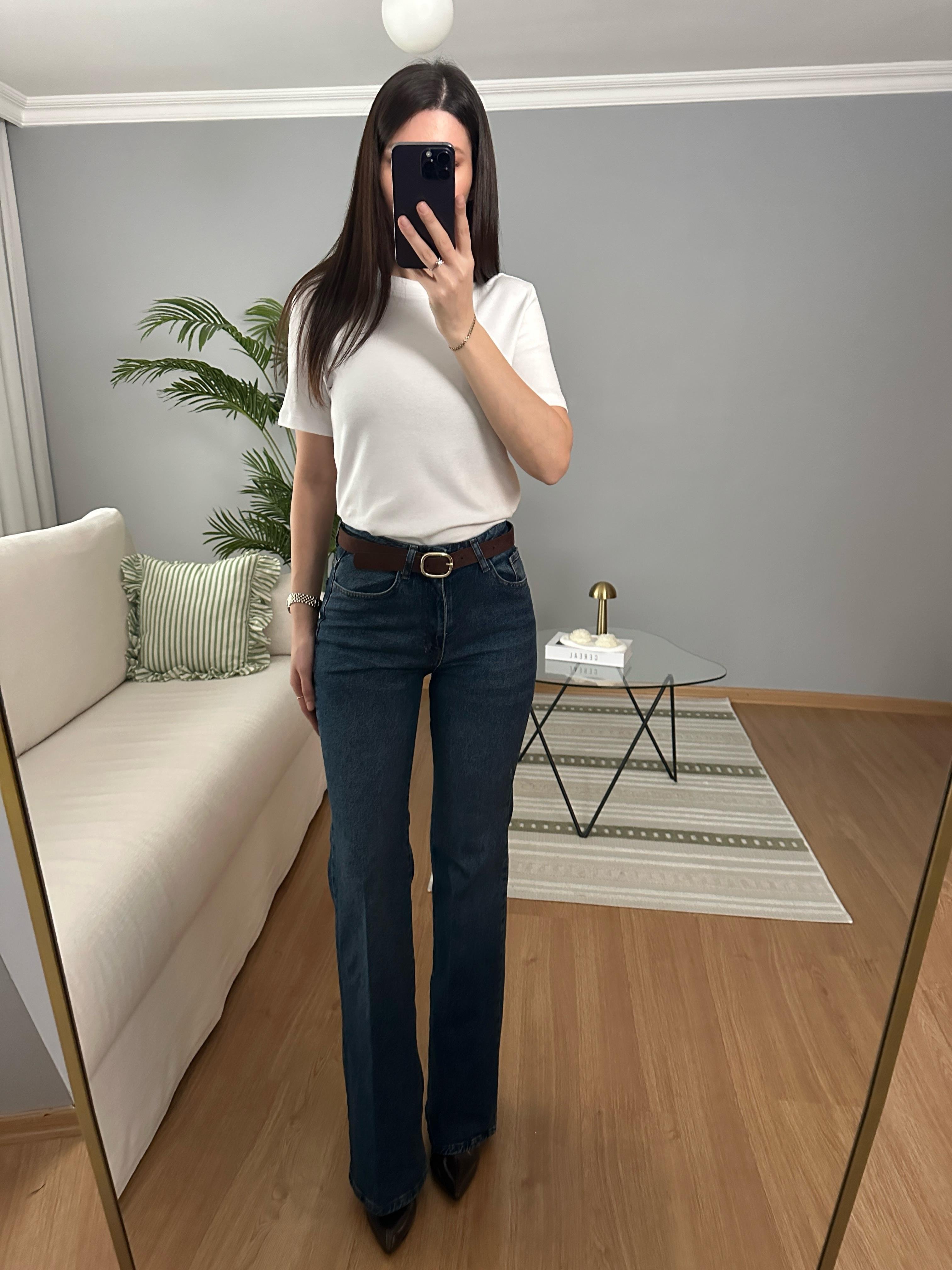 Kemerli Flare Kesim Jean