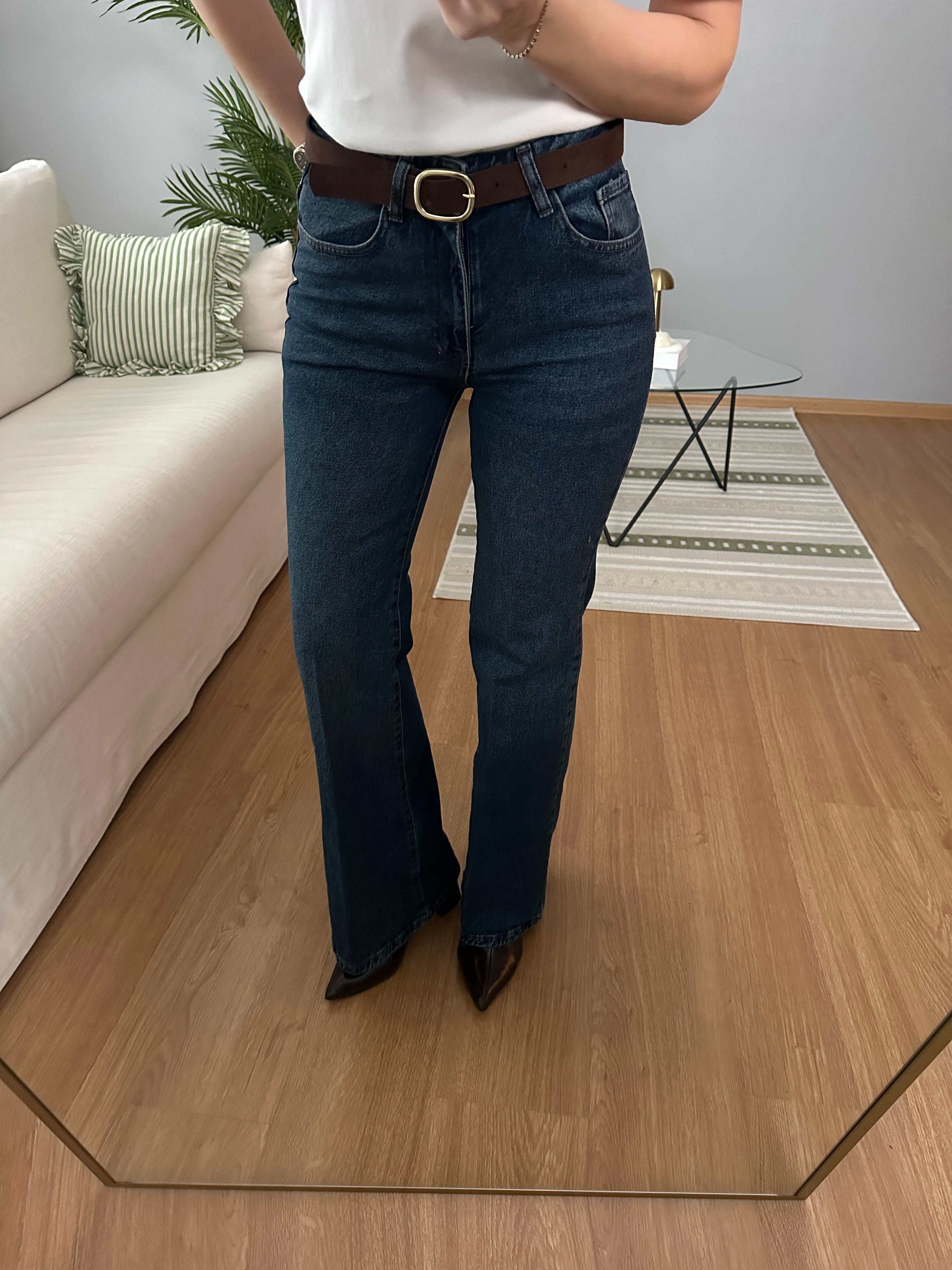 Kemerli Flare Kesim Jean