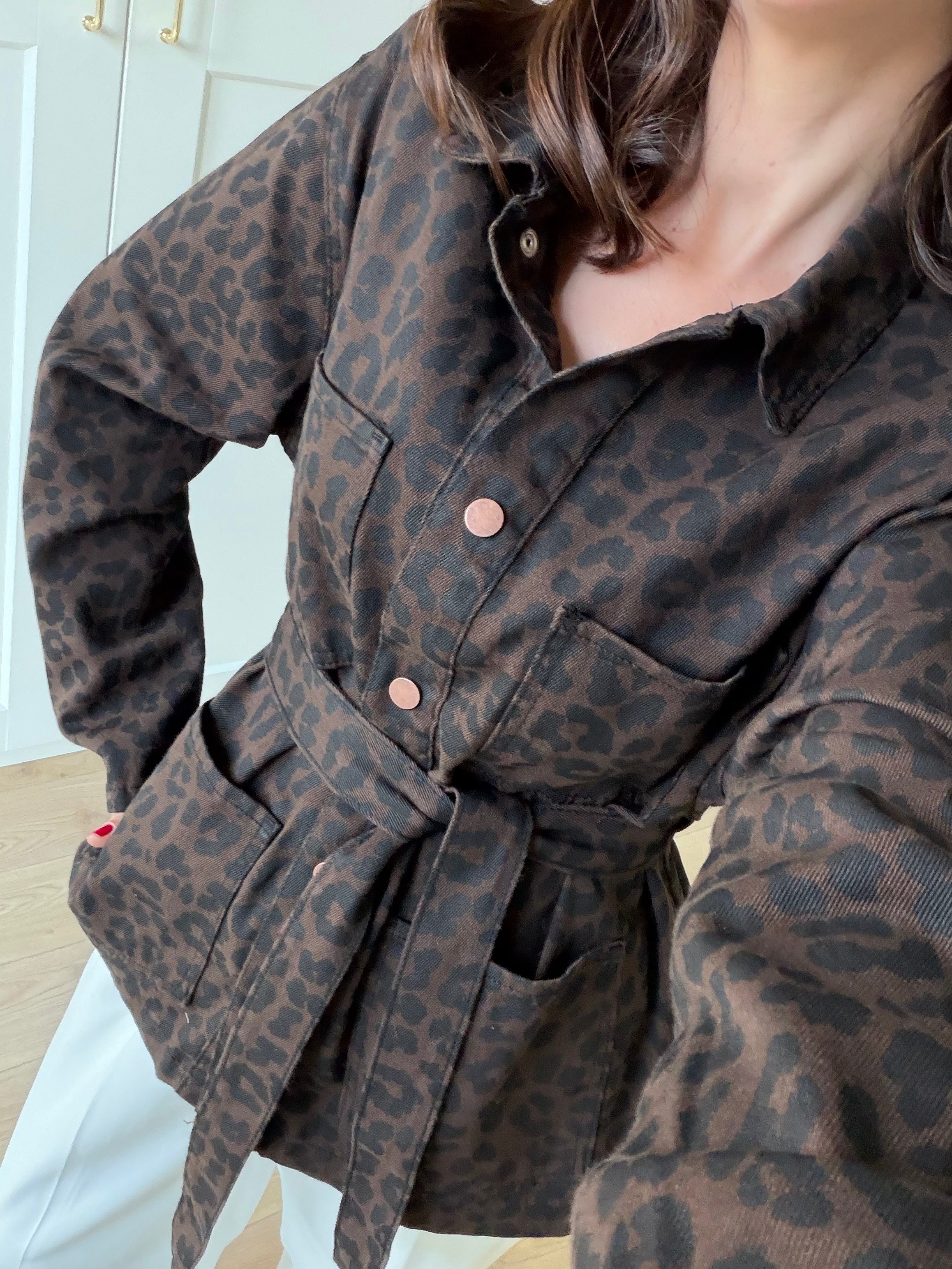 Kuşaklı Leopar Ceket