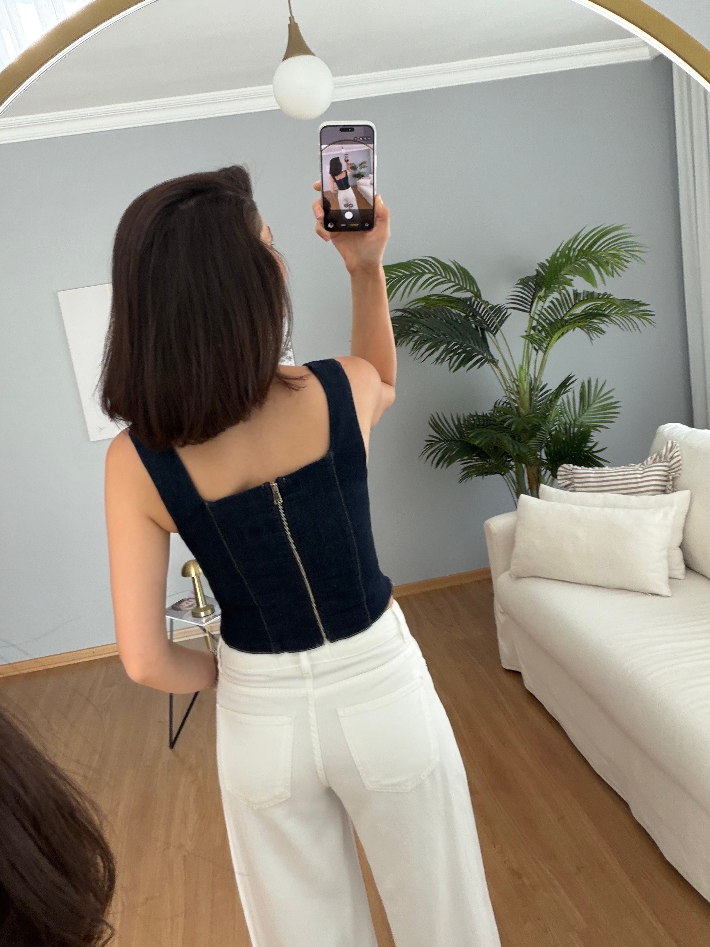 Kuşgözü Model Denim Büstiyer 