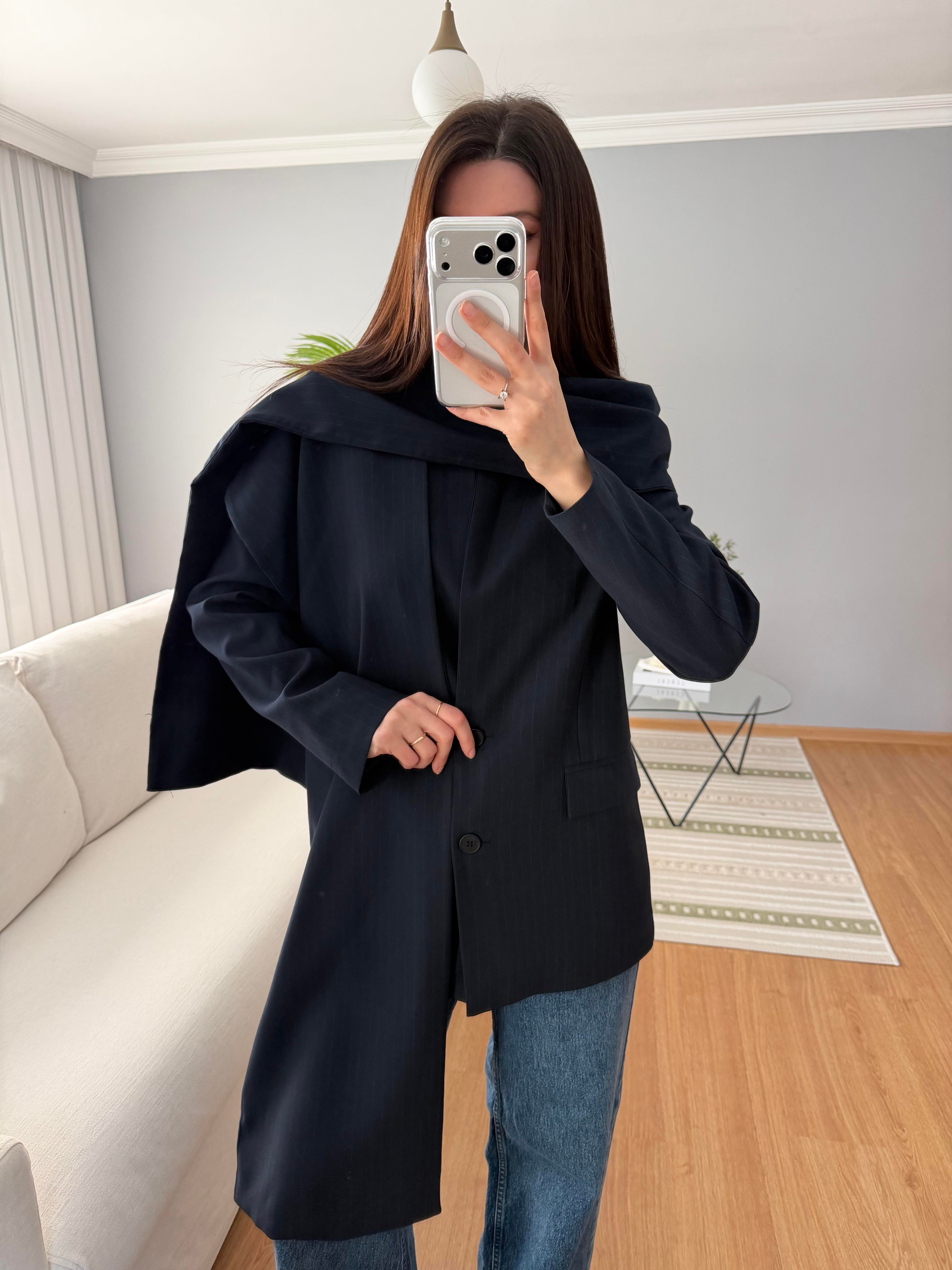 Lacivert Şal Yaka Blazer Ceket 