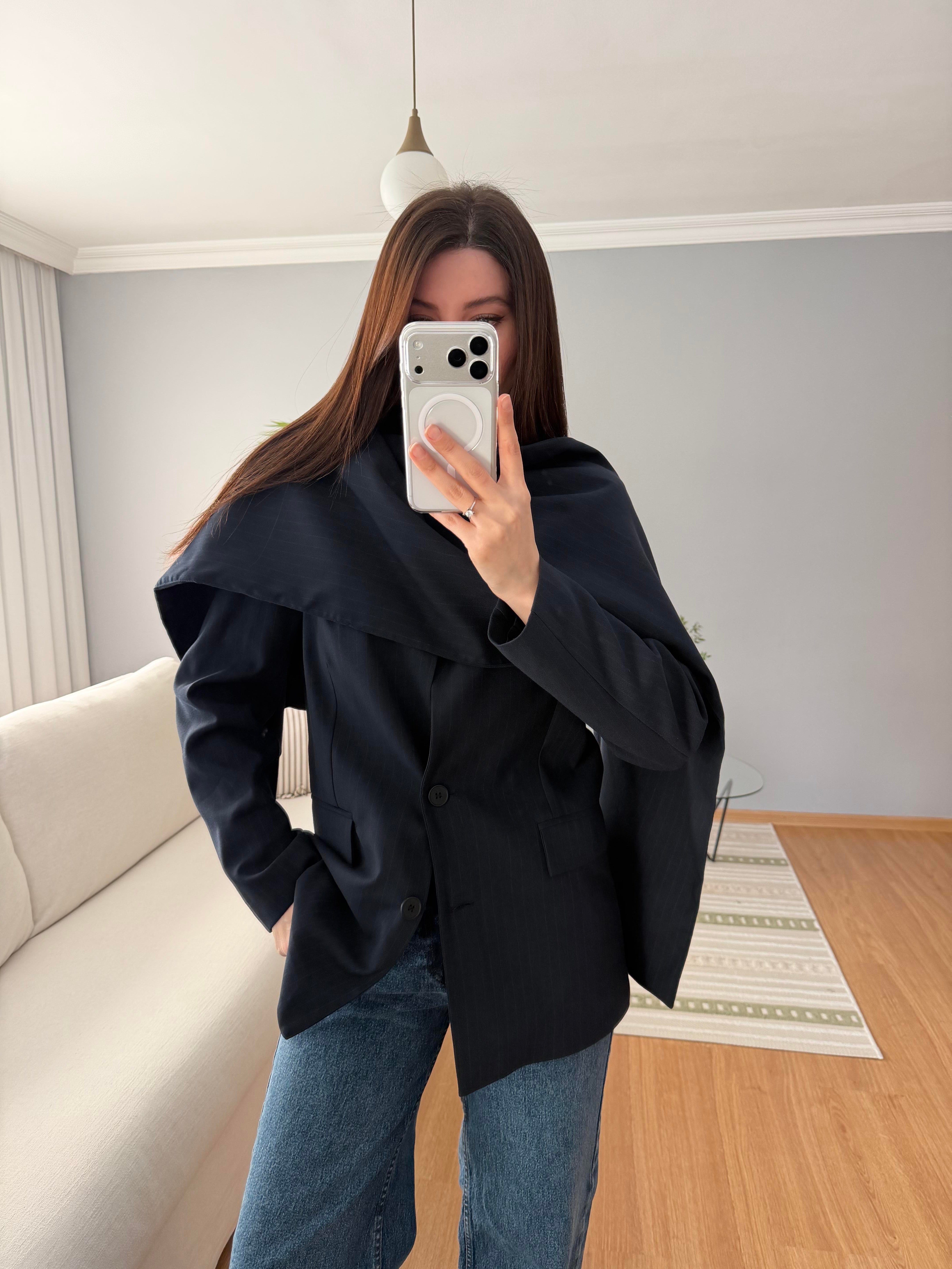 Lacivert Şal Yaka Blazer Ceket 