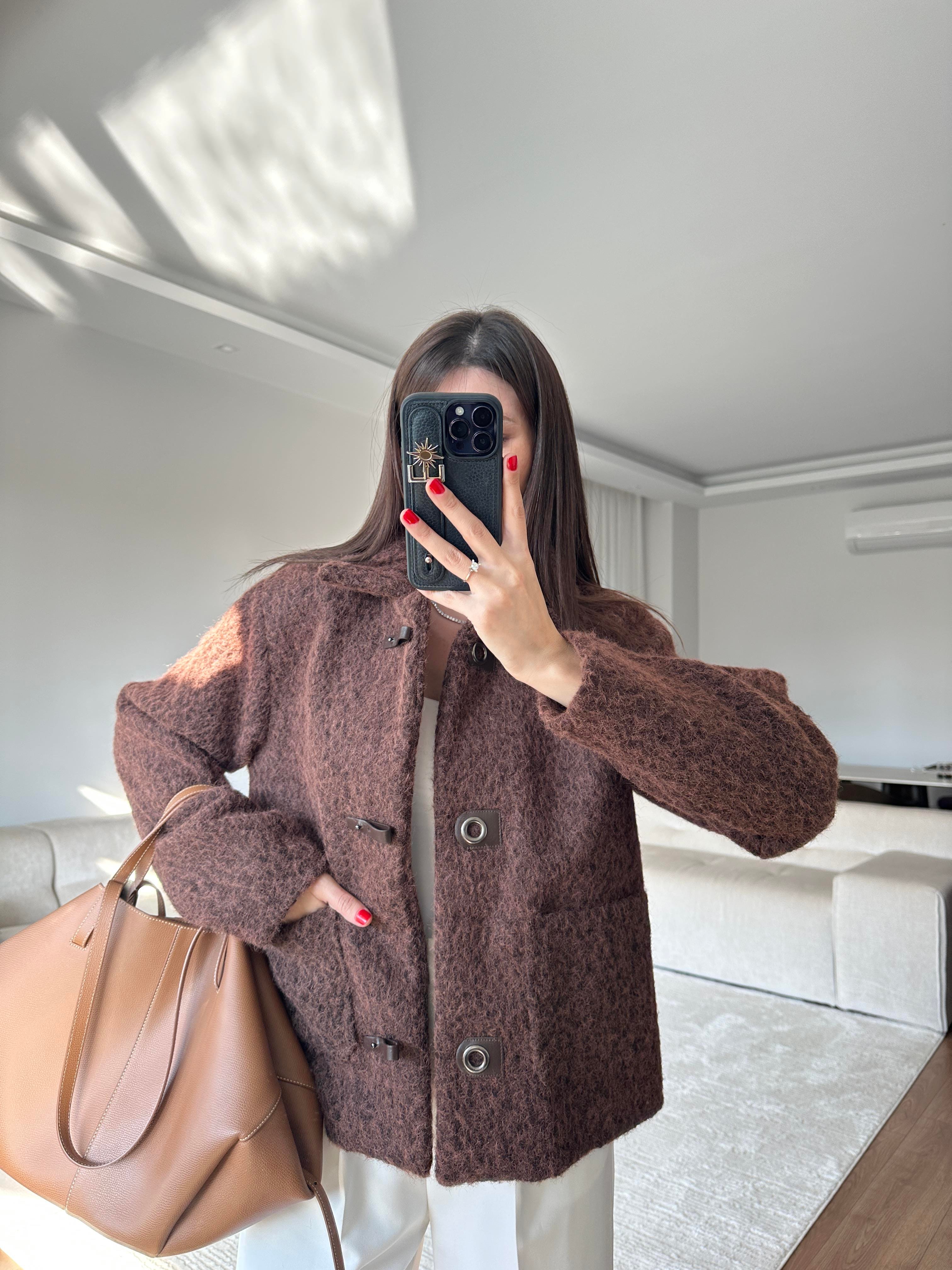 Lana Kahve Yün Ceket 