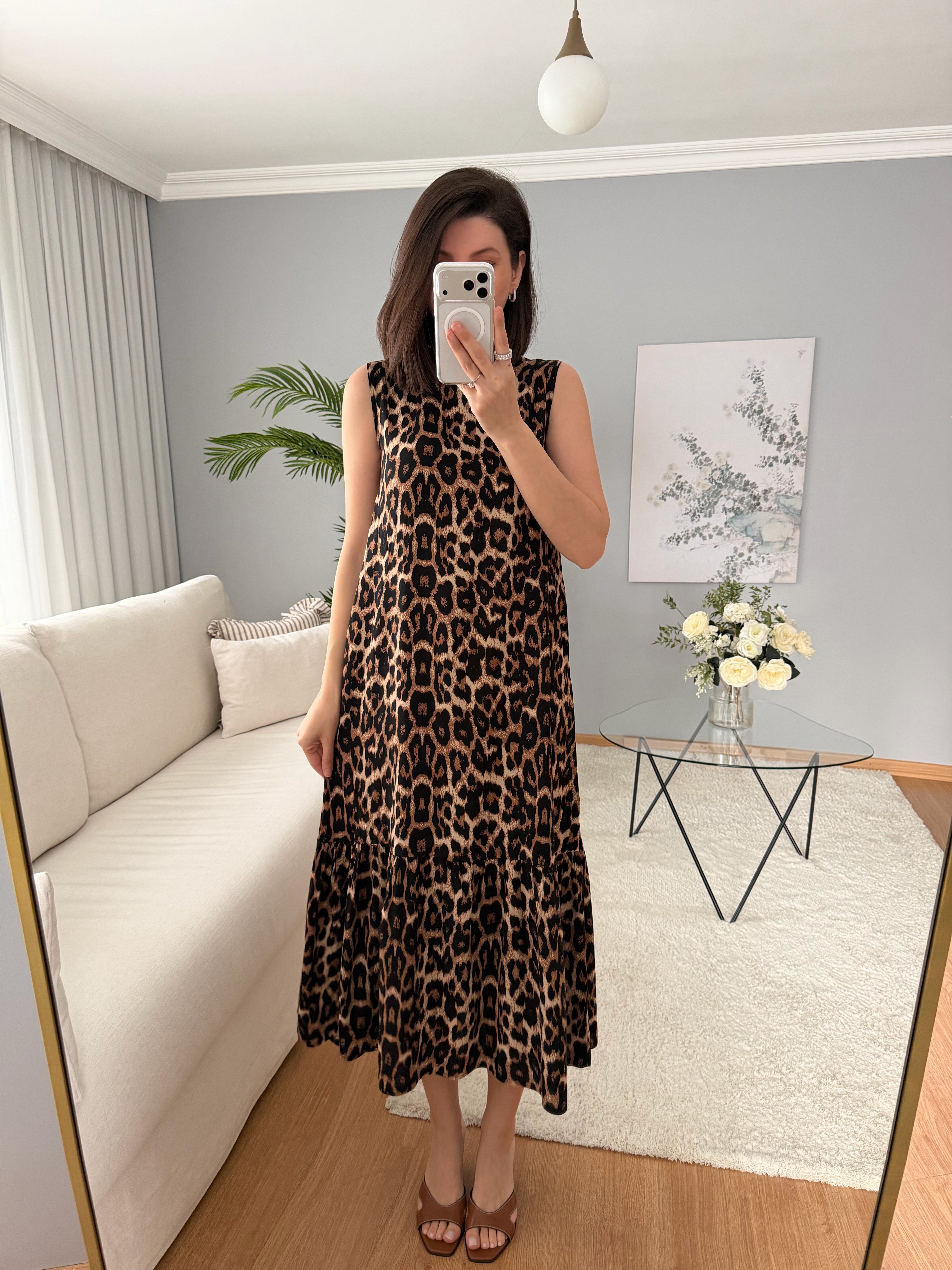 Leopar Desenli Elbise