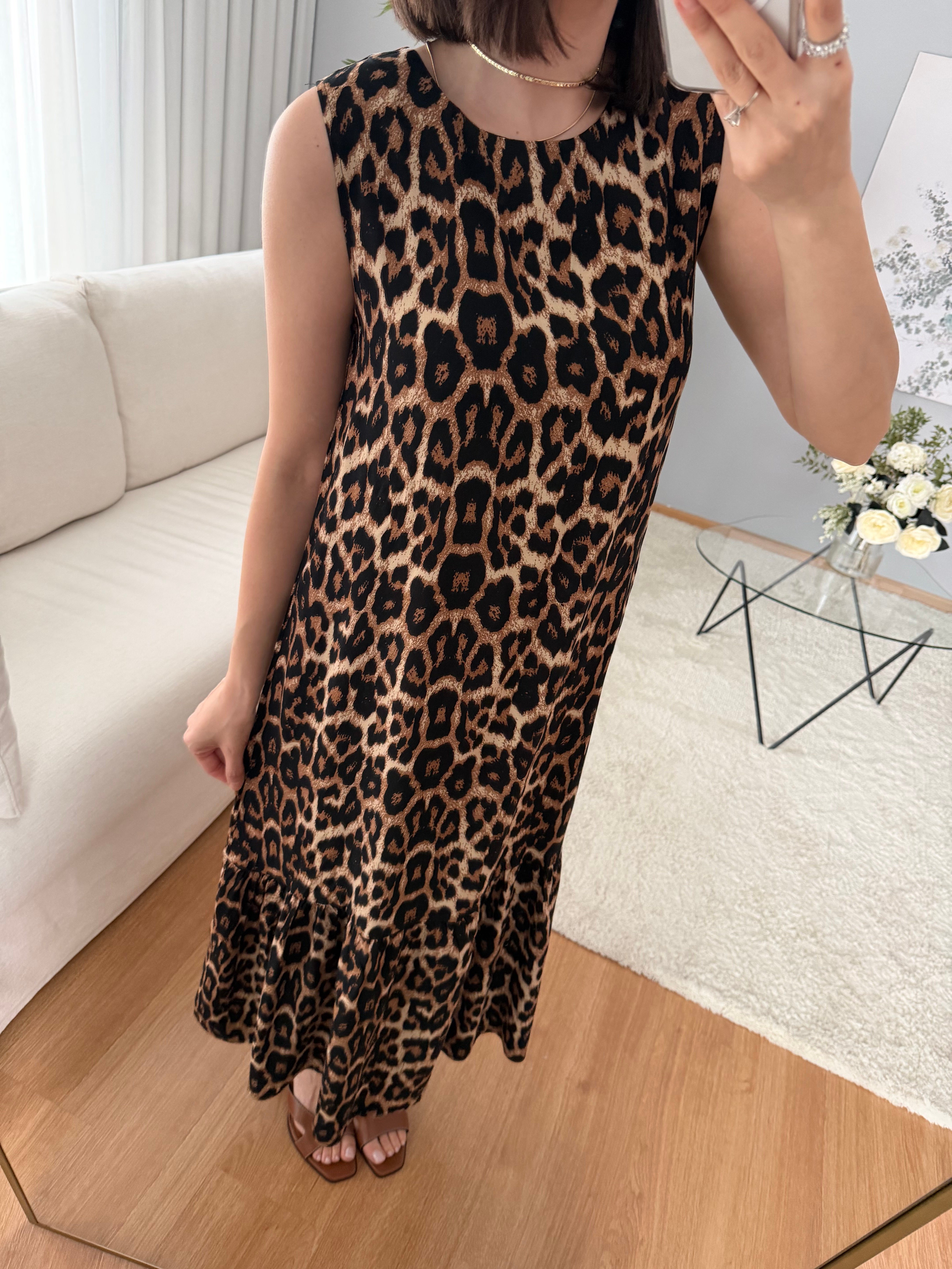 Leopar Desenli Elbise