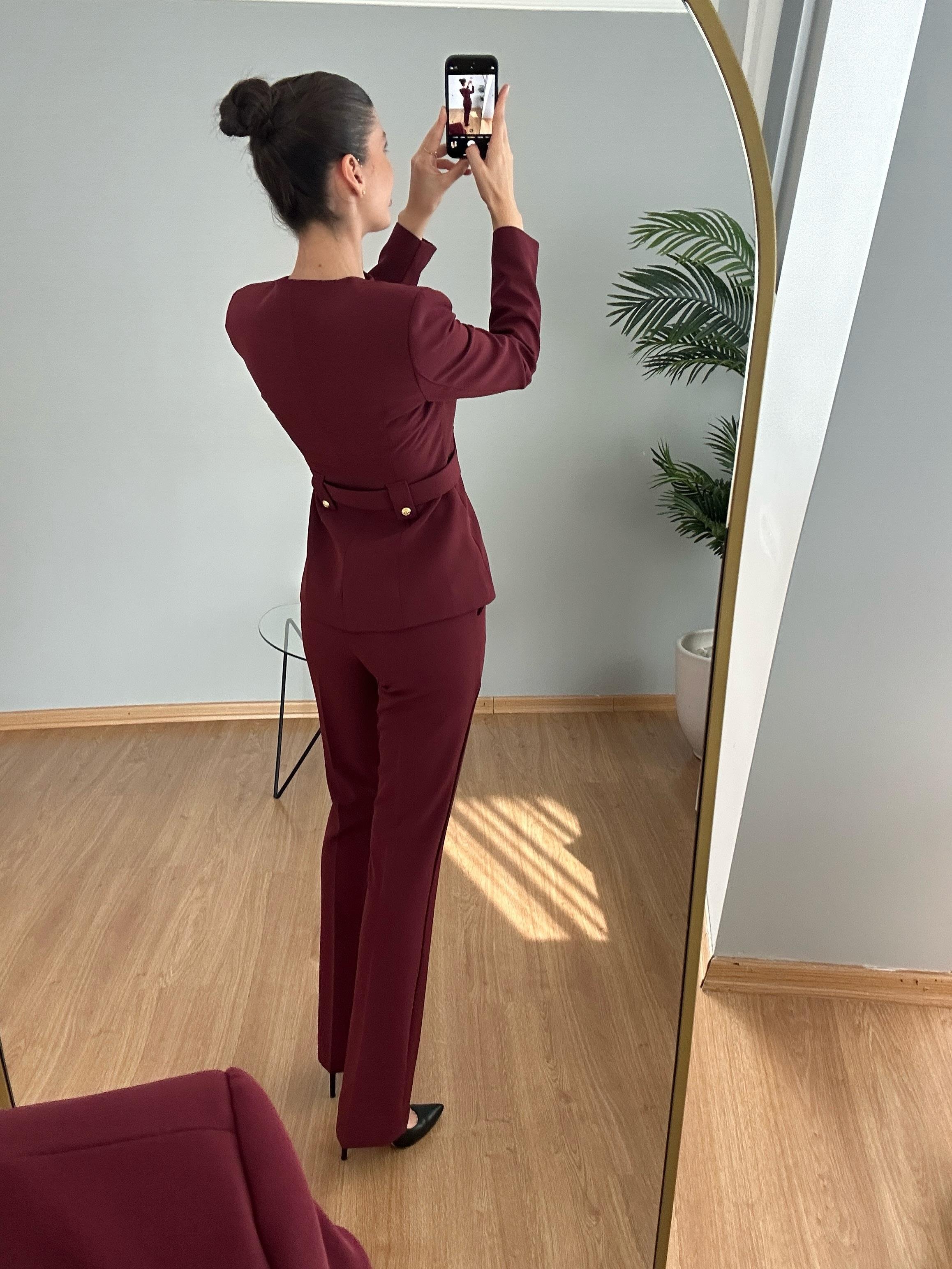 Lili Bordo Kemerli Premium Takım