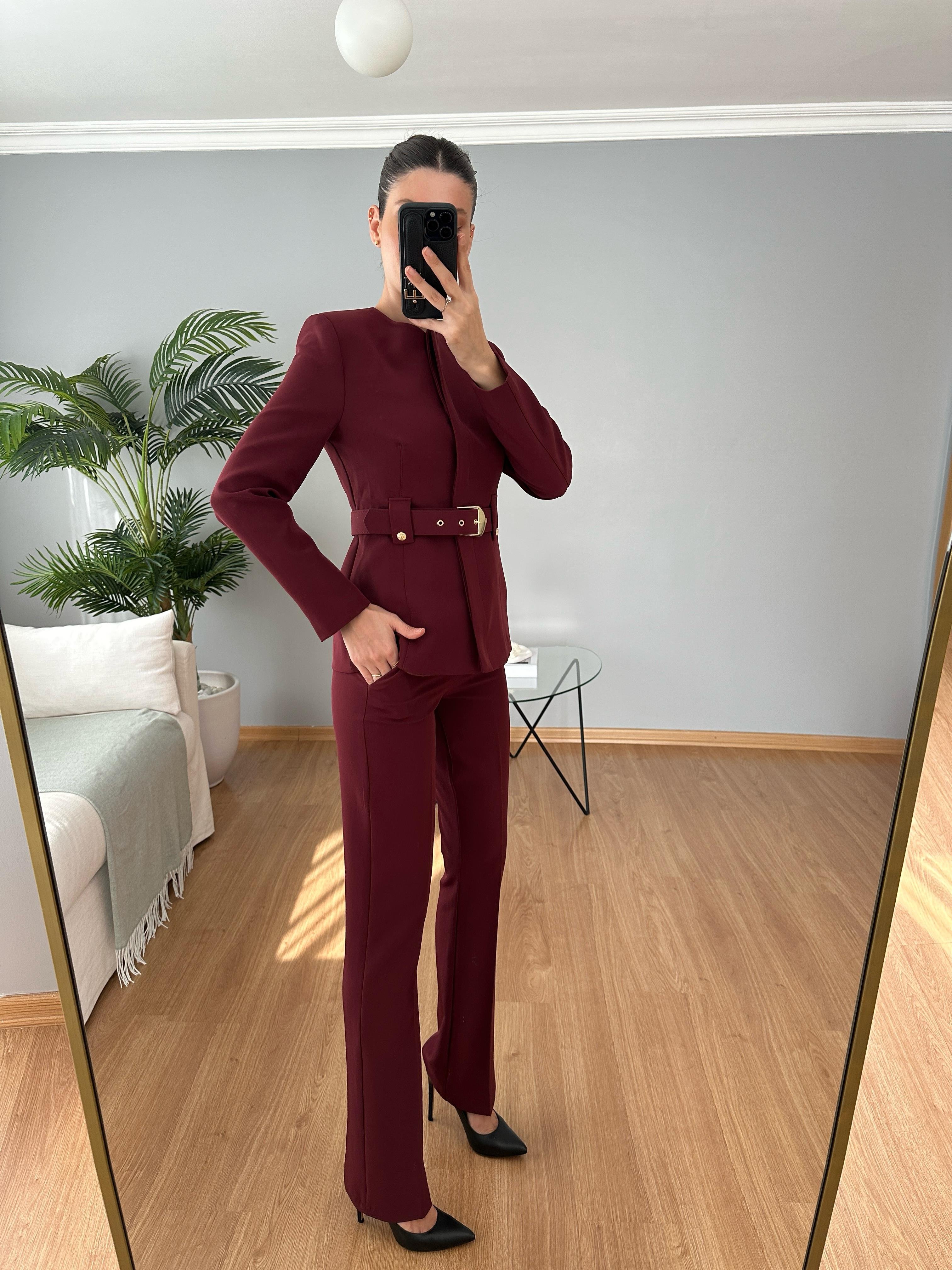 Lili Bordo Kemerli Premium Takım