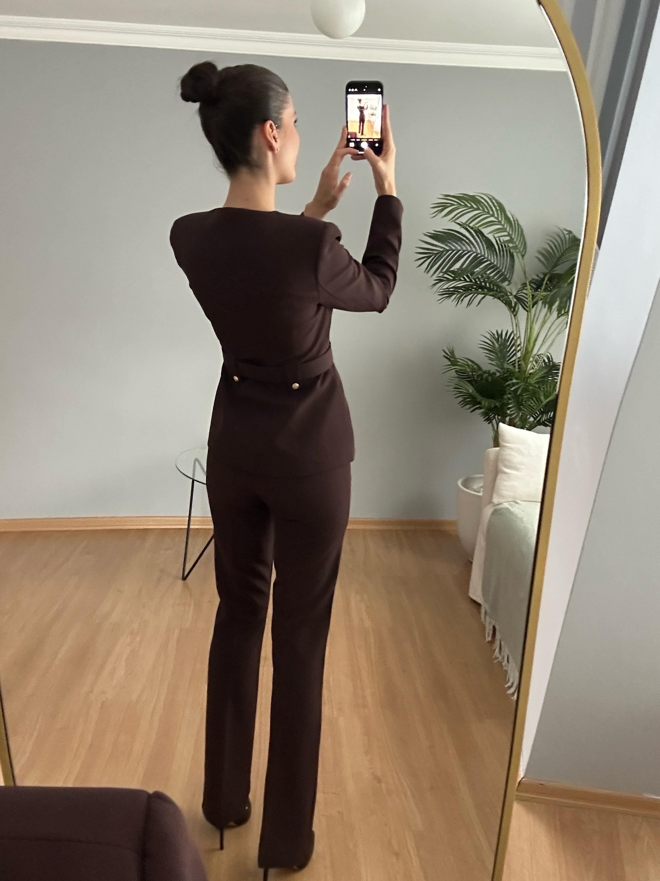 Lili Kahve Kemerli Premium Takım