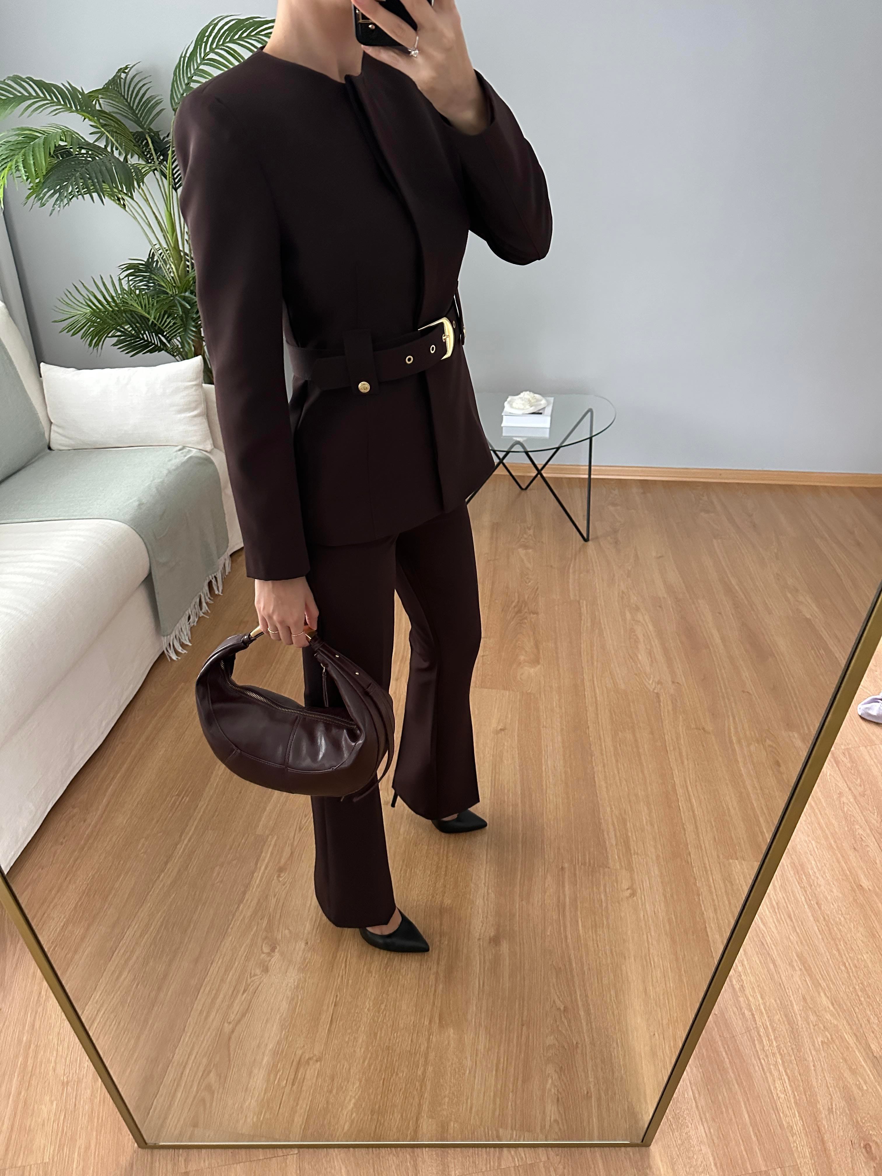 Lili Kahve Kemerli Premium Takım
