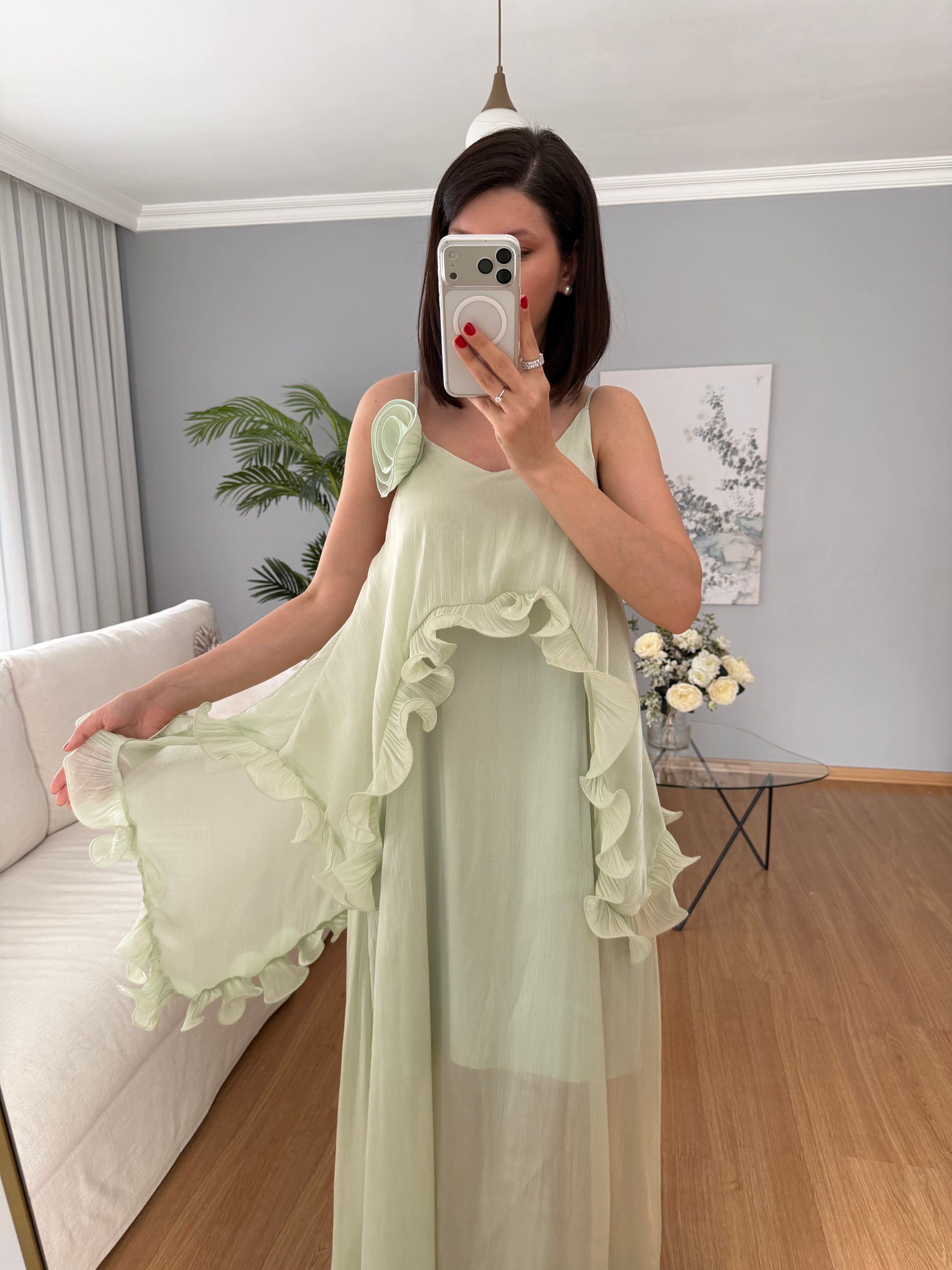 Liva Gül Detaylı Elbise
