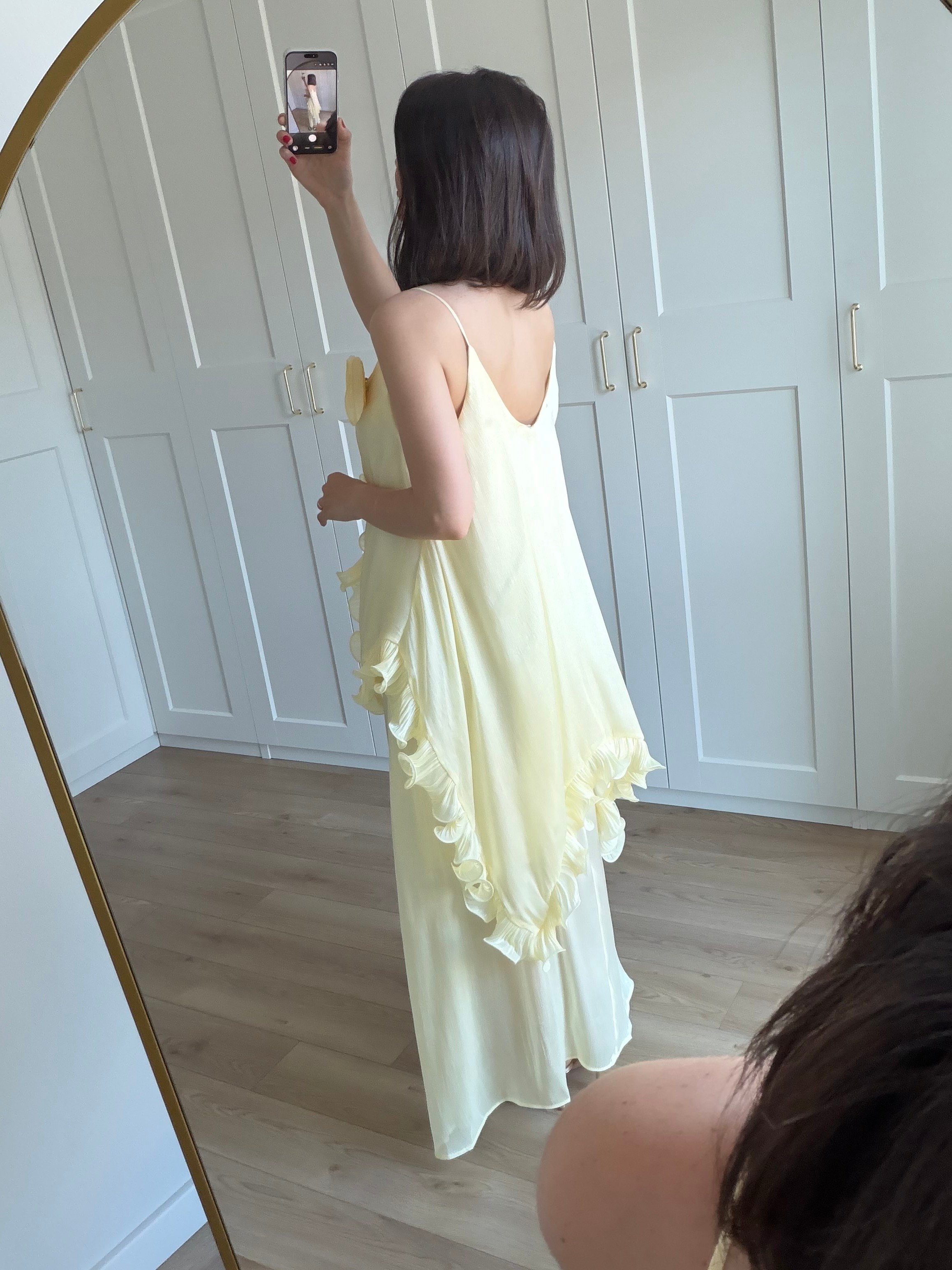 Liva Gül Detaylı Mavi Renk Elbise