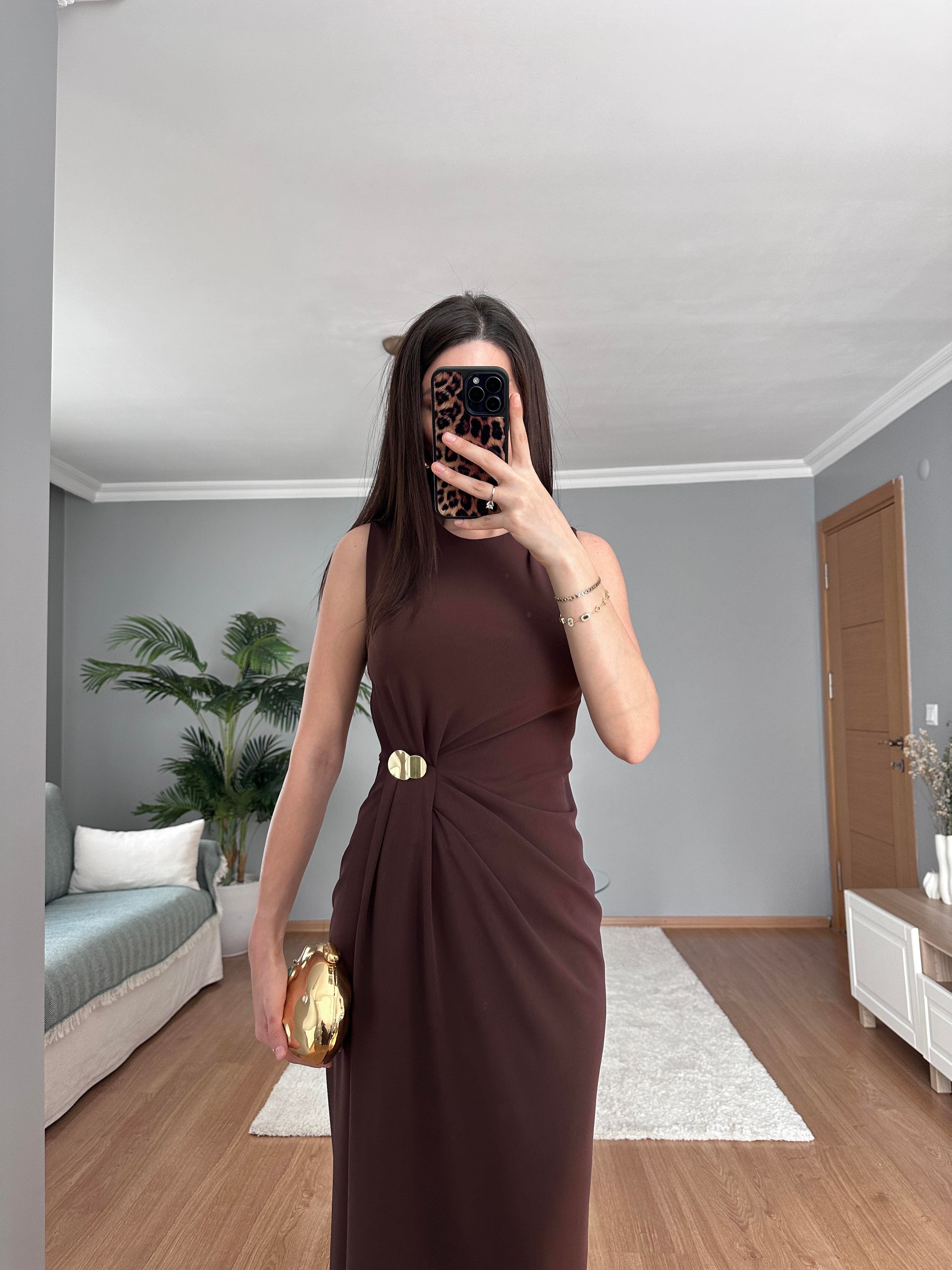 Lizba Kahve Elbise 
