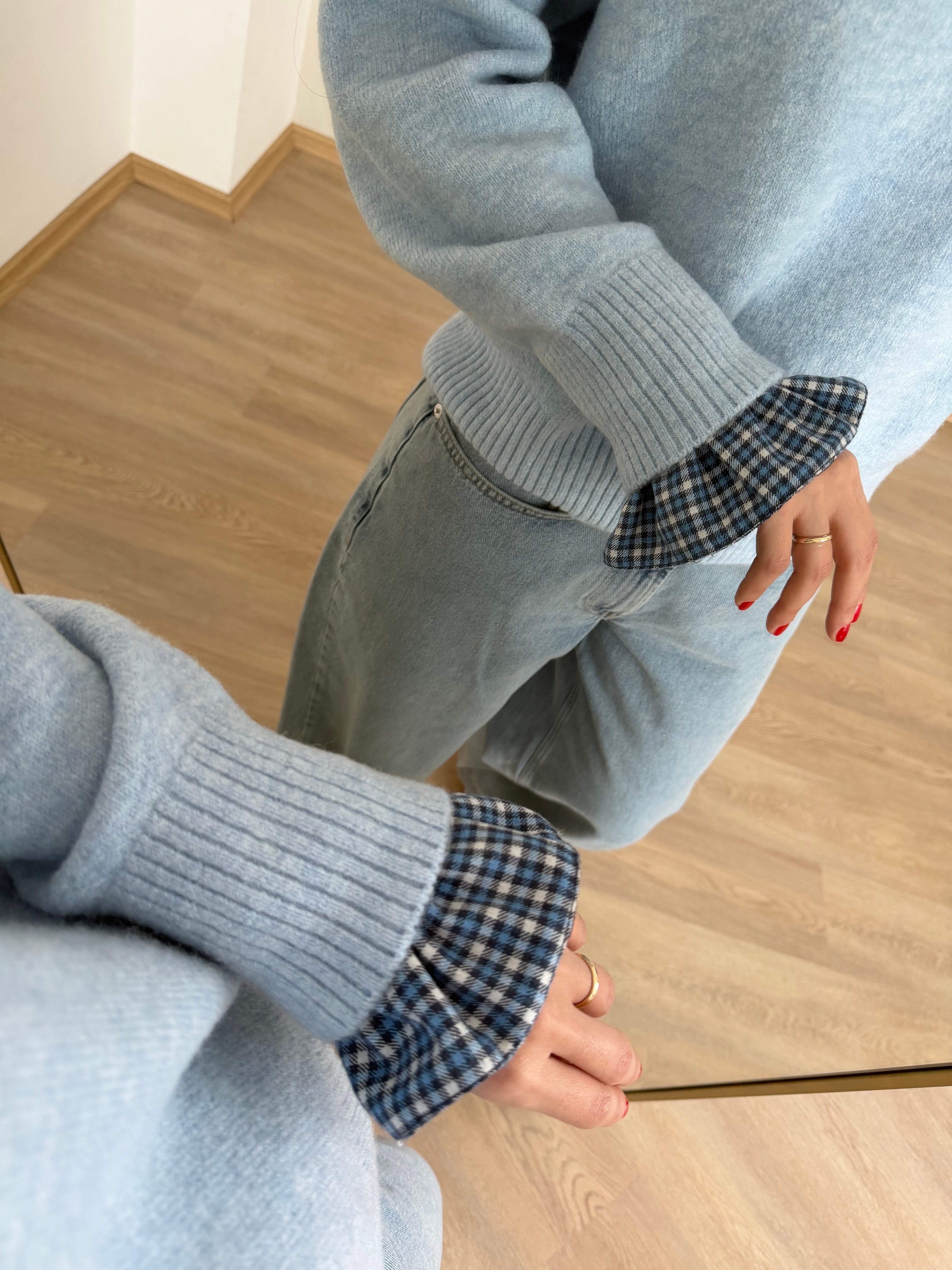 Mavi Ekoseli Miu Set