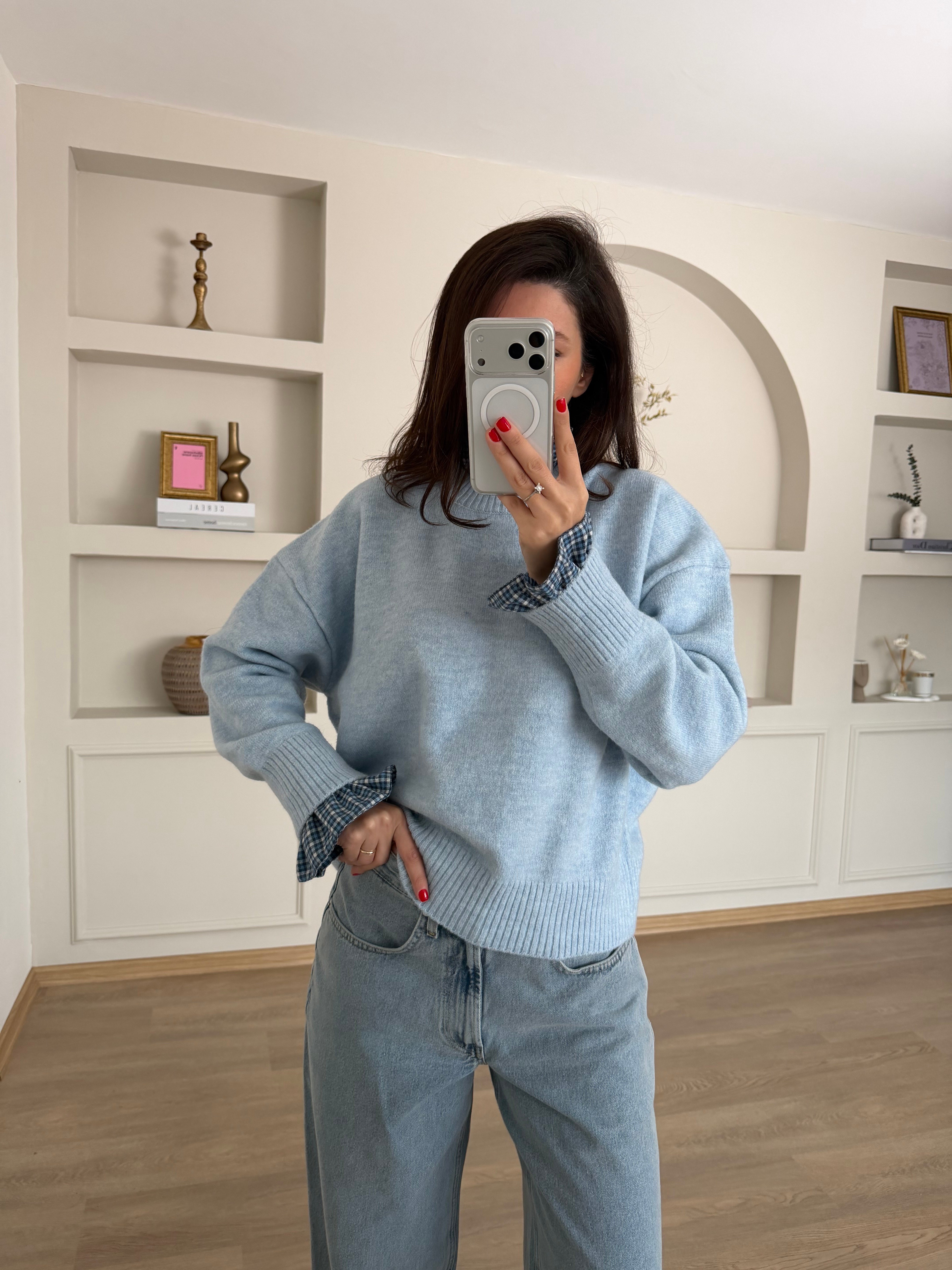Mavi Ekoseli Miu Set