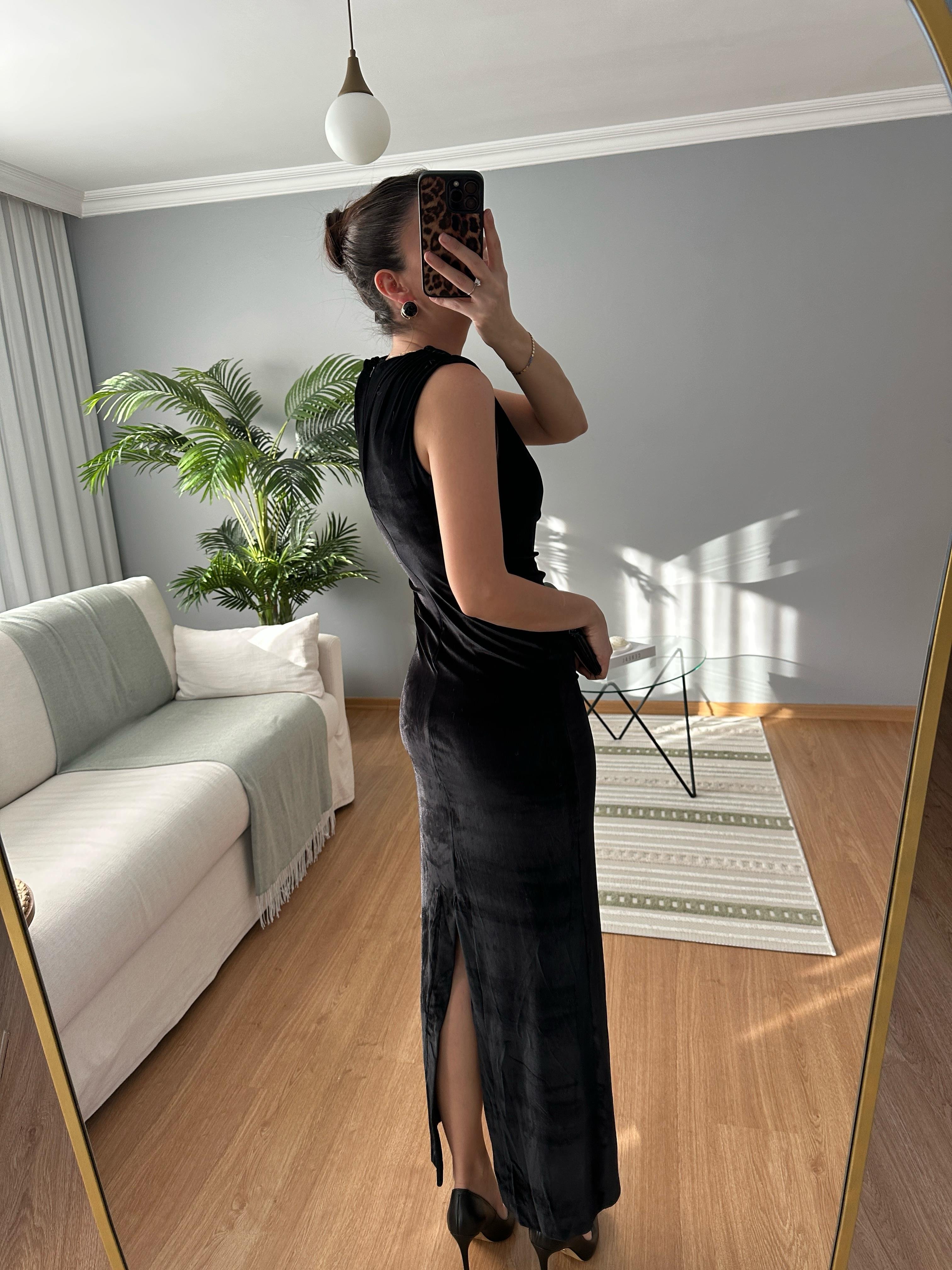 Maxi Boy Kadife Elbise