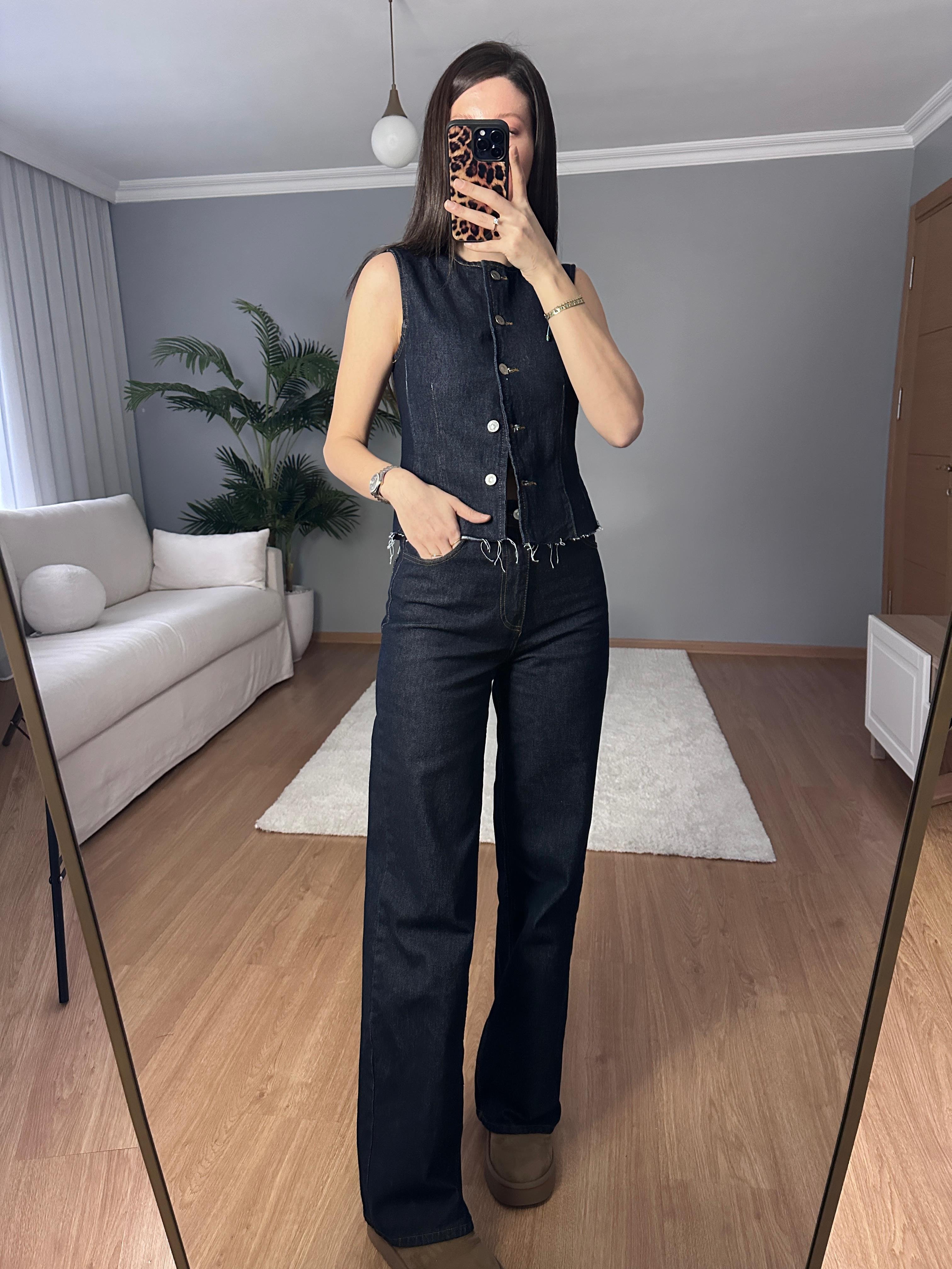 Mia Denim Yelekli Takım