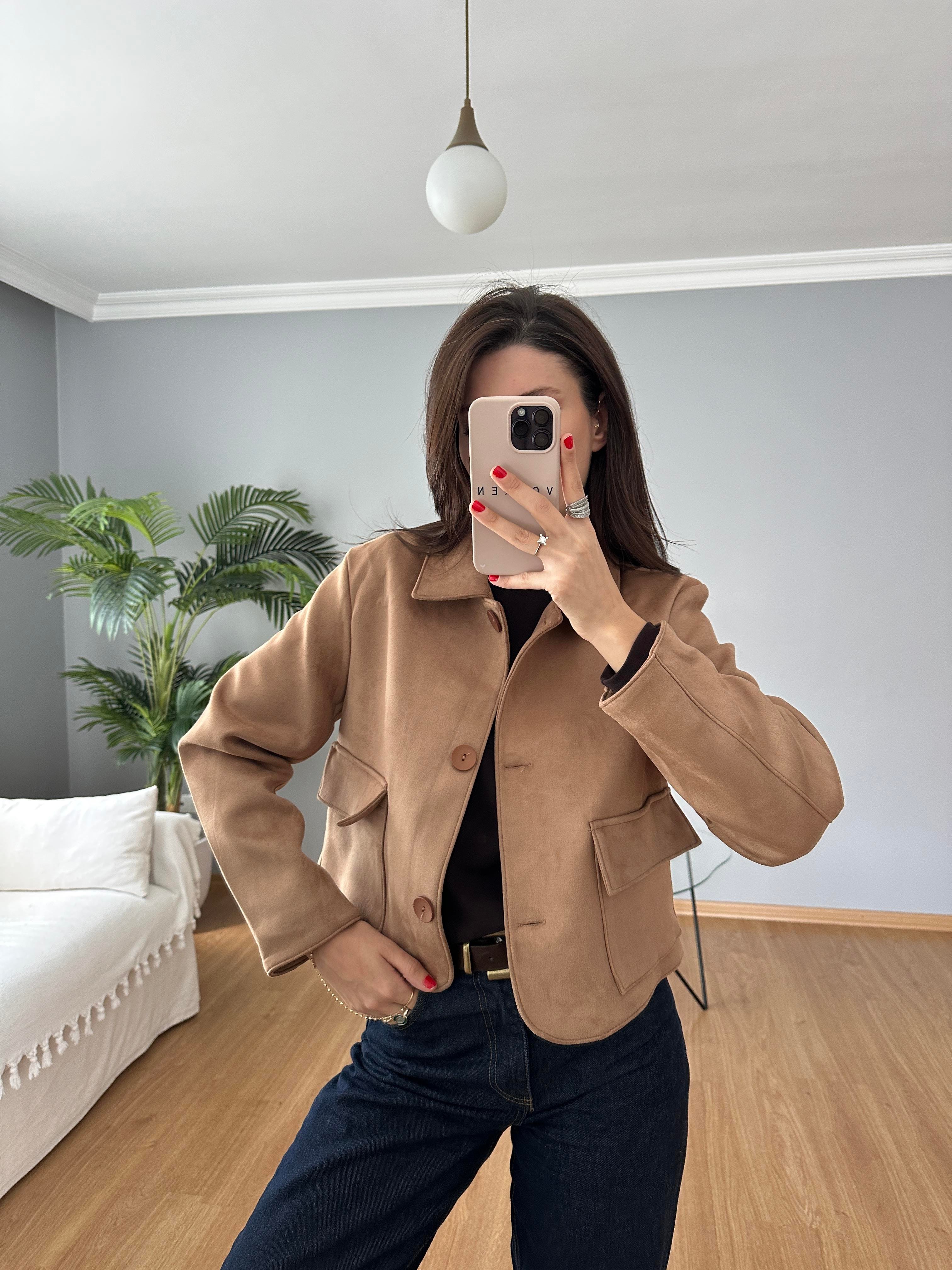 Nora Camel Süet Ceket 