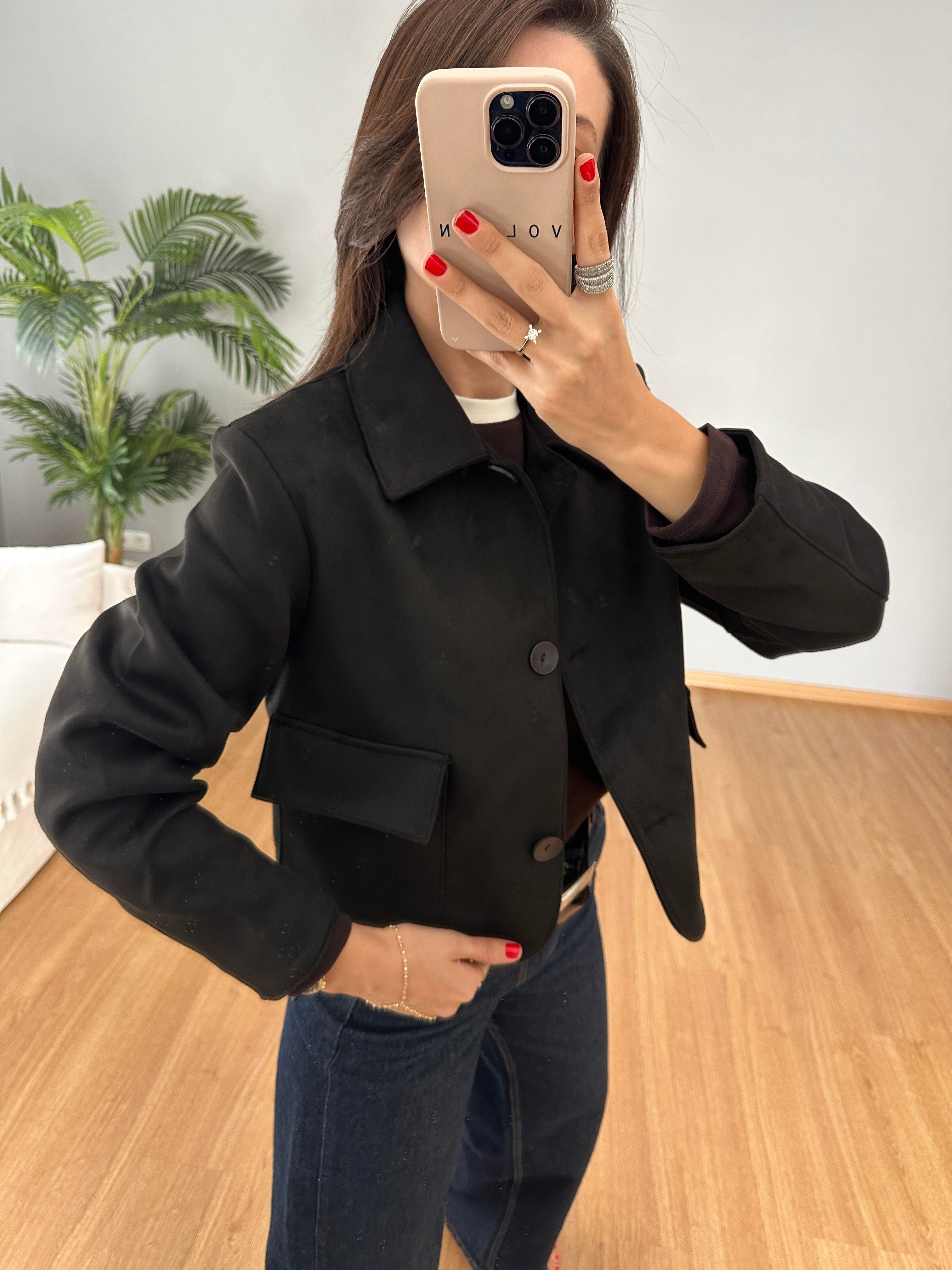 Nora Siyah Süet Ceket 