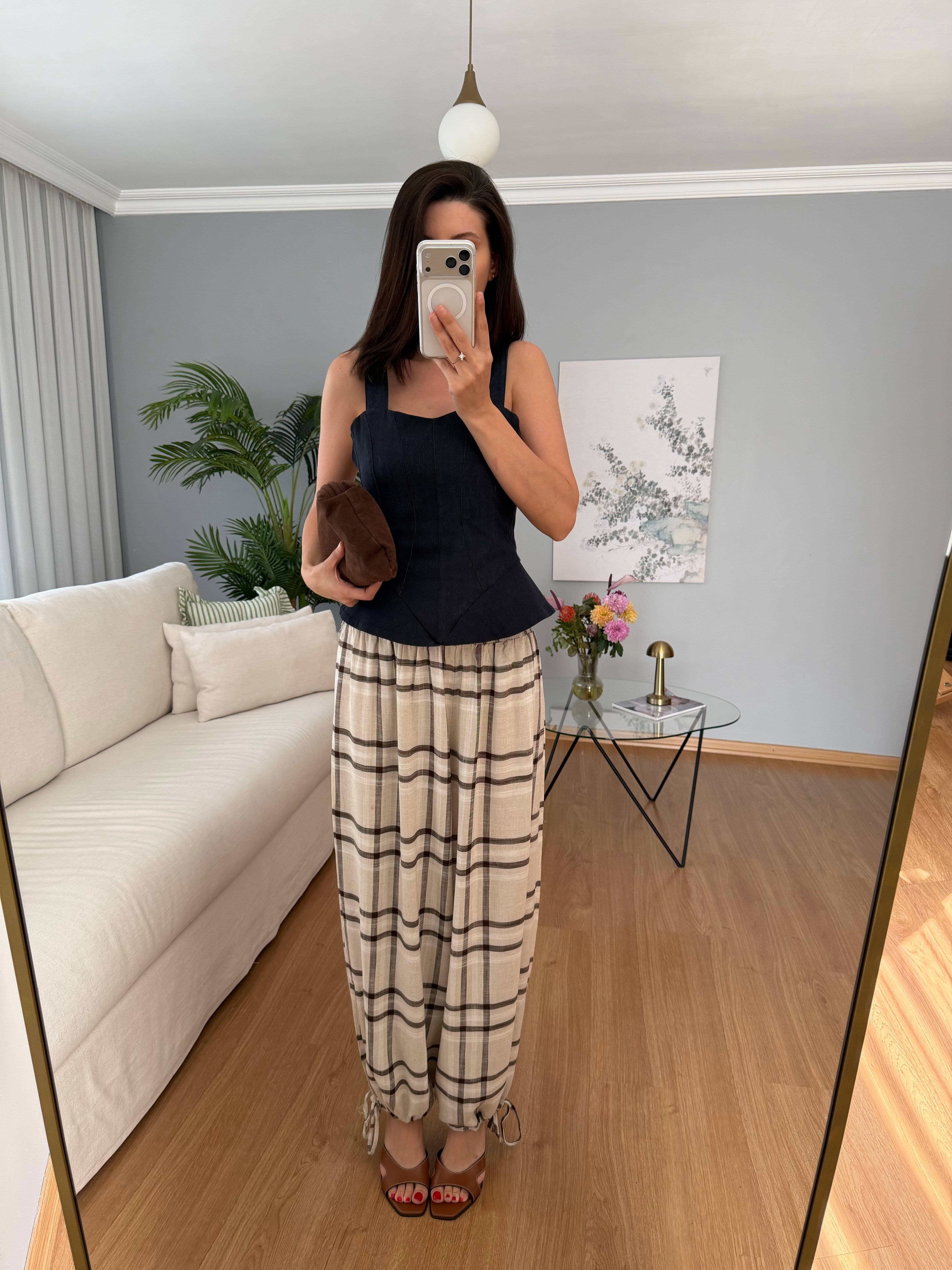 Paça Büzgülü Şalvar Pantolon