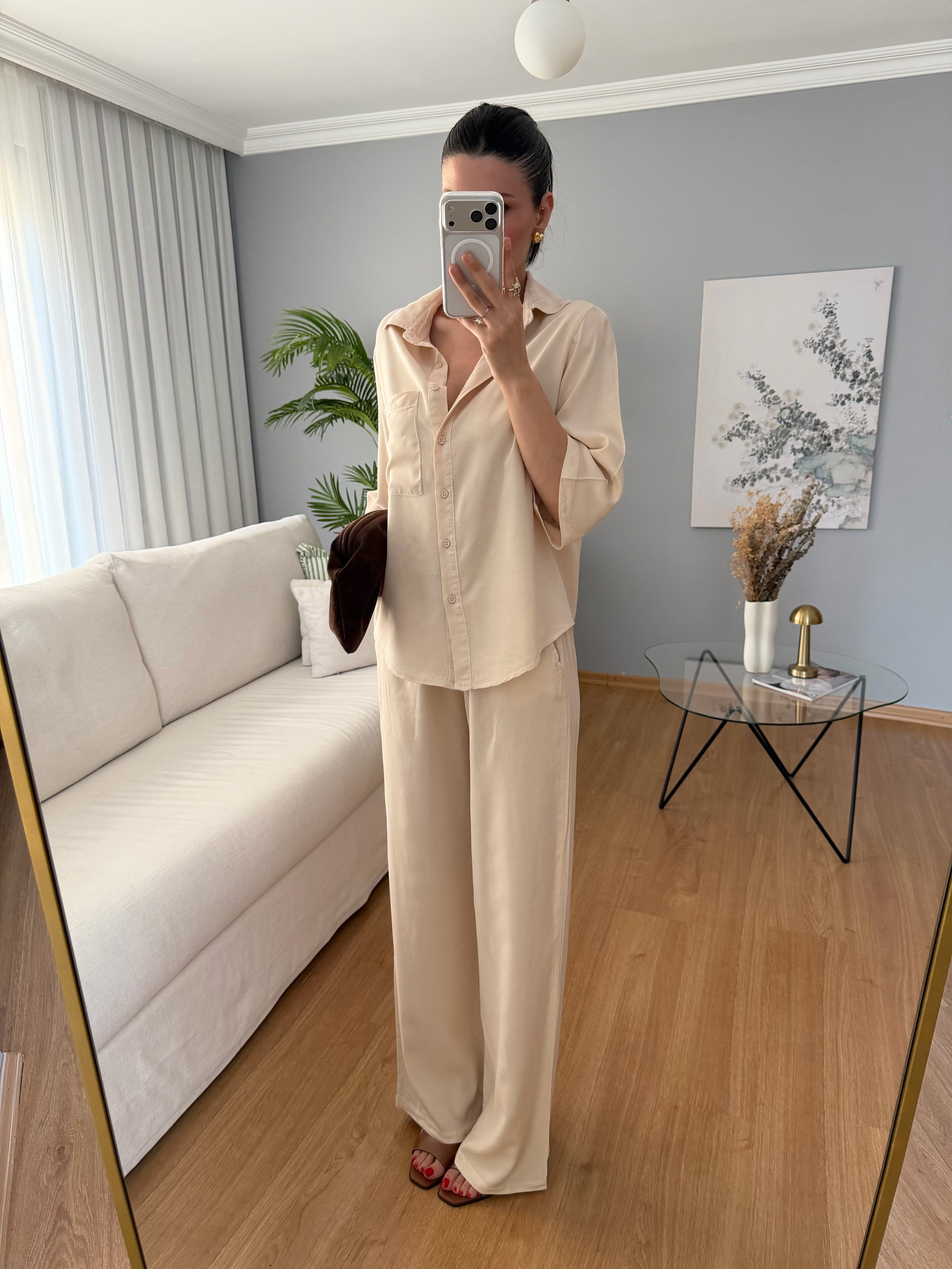 Paline Ekru Renk Tencel Takım