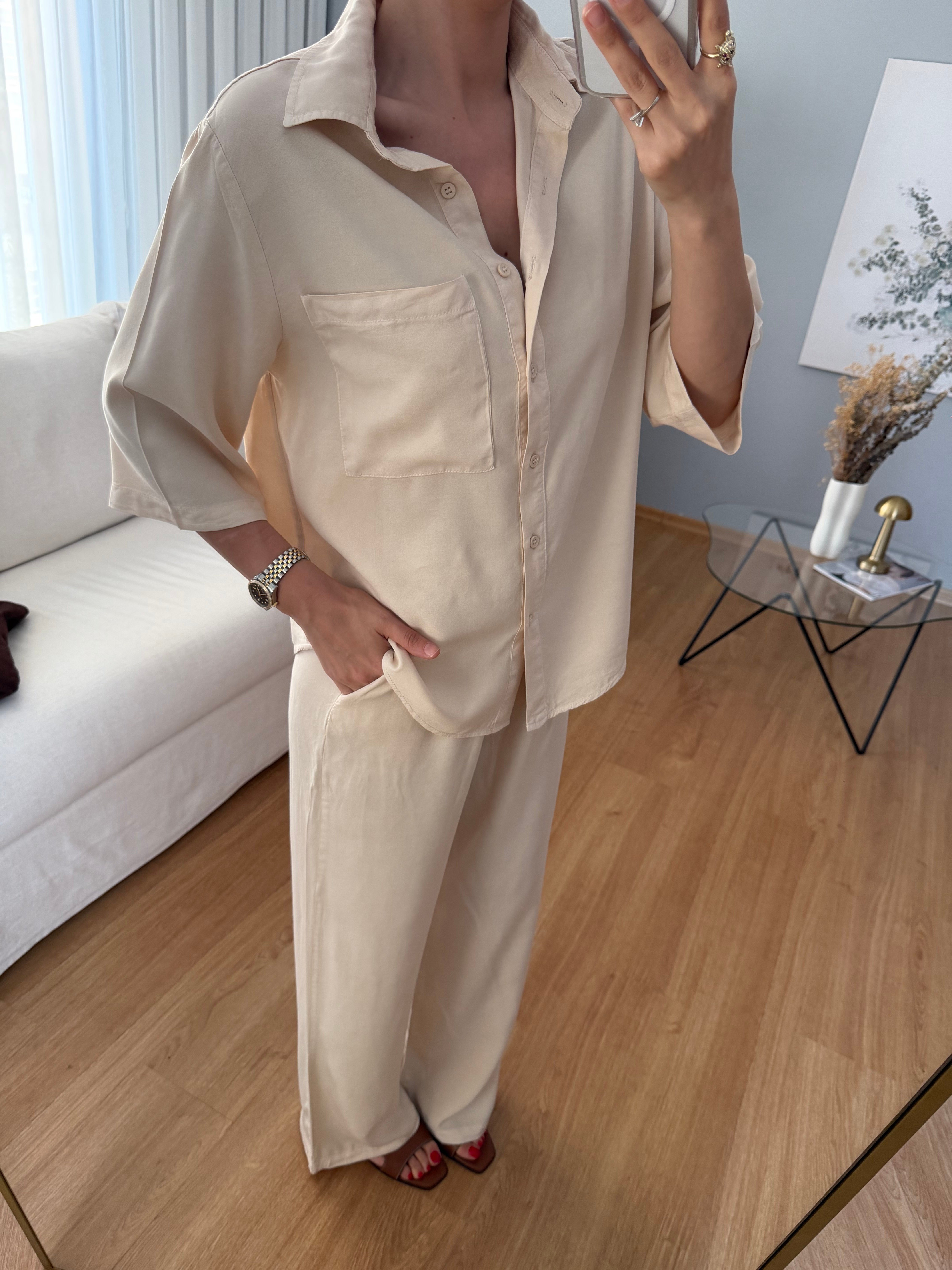 Paline Ekru Renk Tencel Takım
