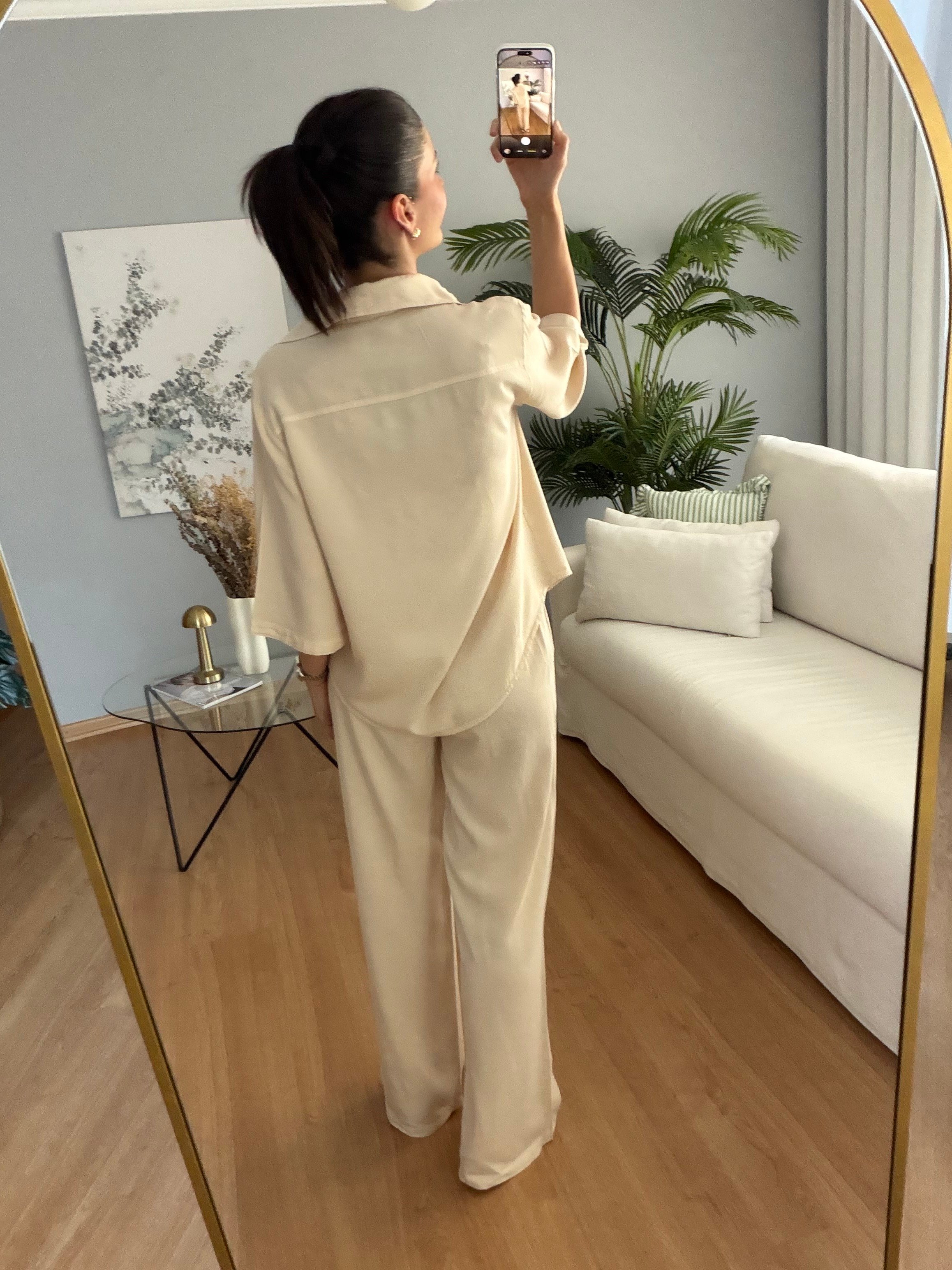 Paline Ekru Renk Tencel Takım