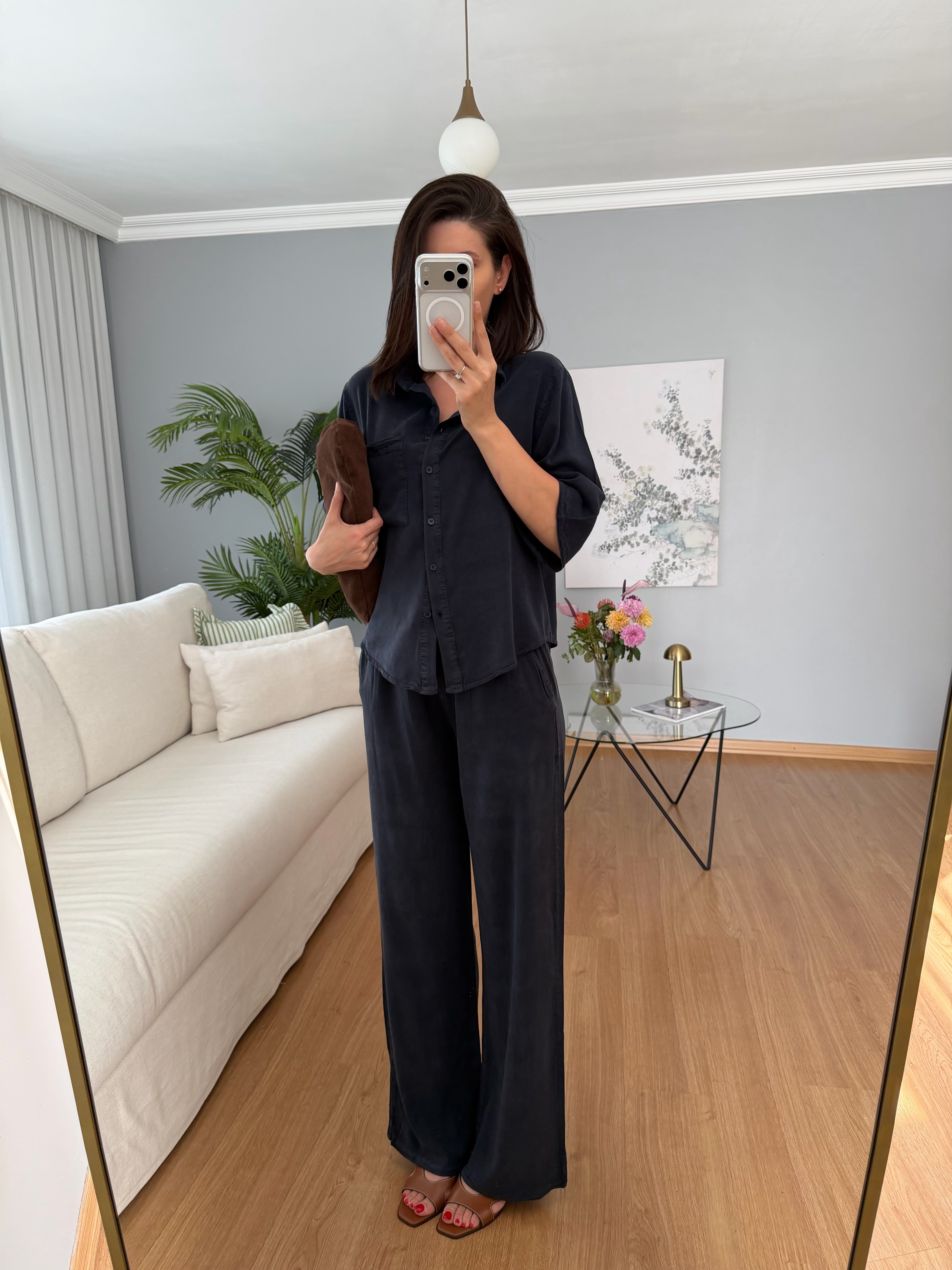 Paline Lacivert Renk Tencel Takım
