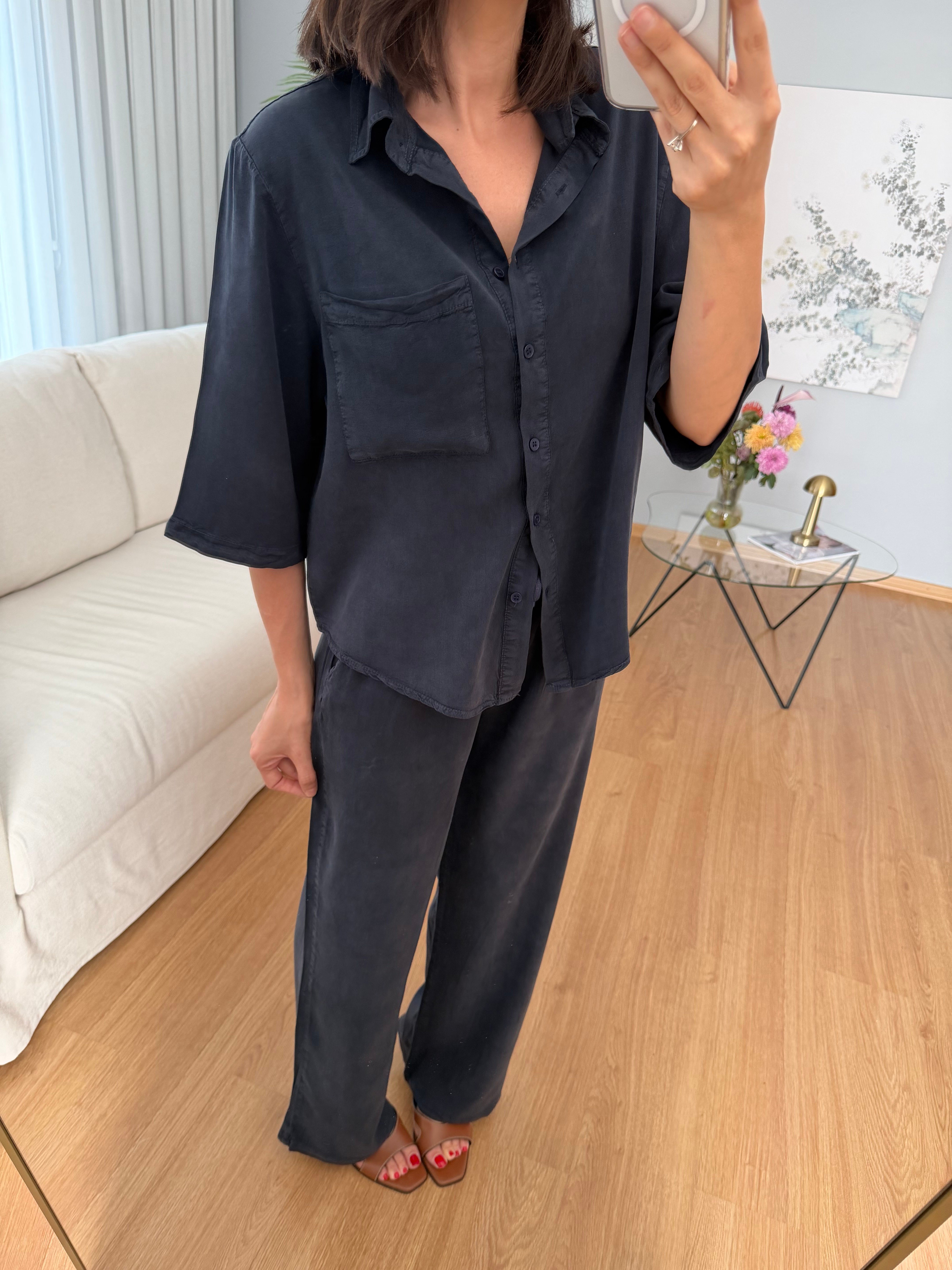 Paline Lacivert Renk Tencel Takım