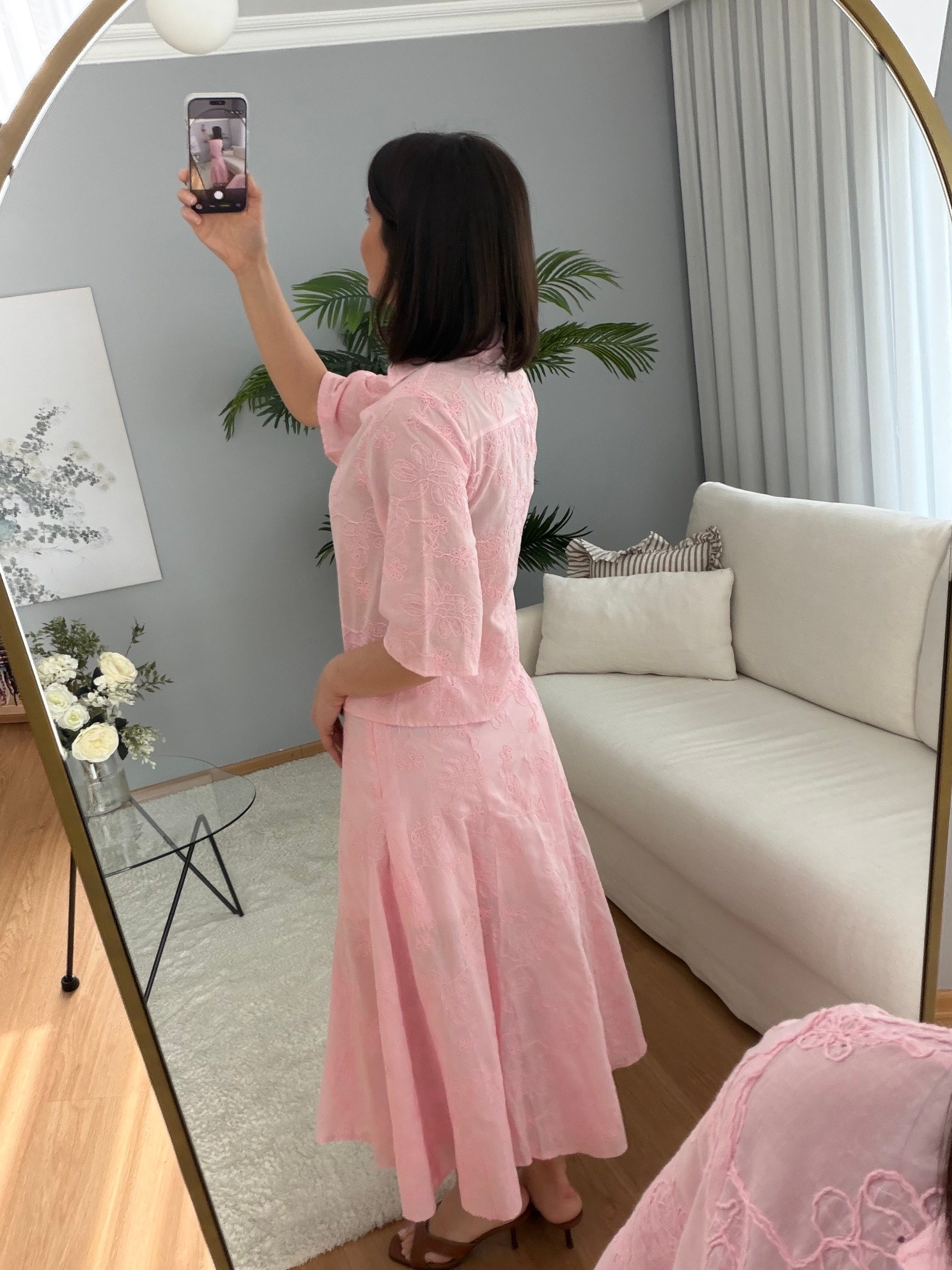 Pembe Renk Fisto Gömlek Etek Takım