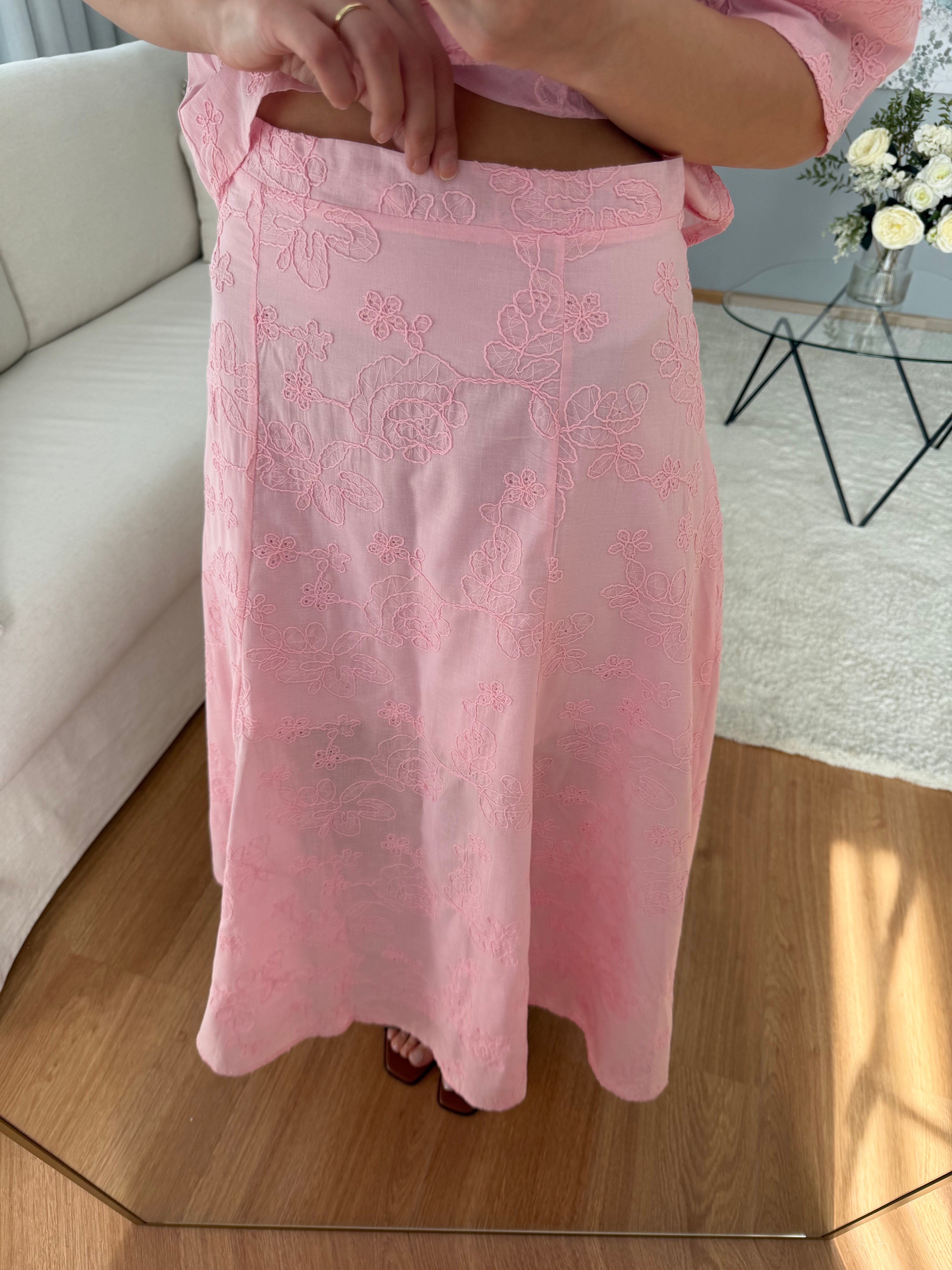 Pembe Renk Fisto Gömlek Etek Takım