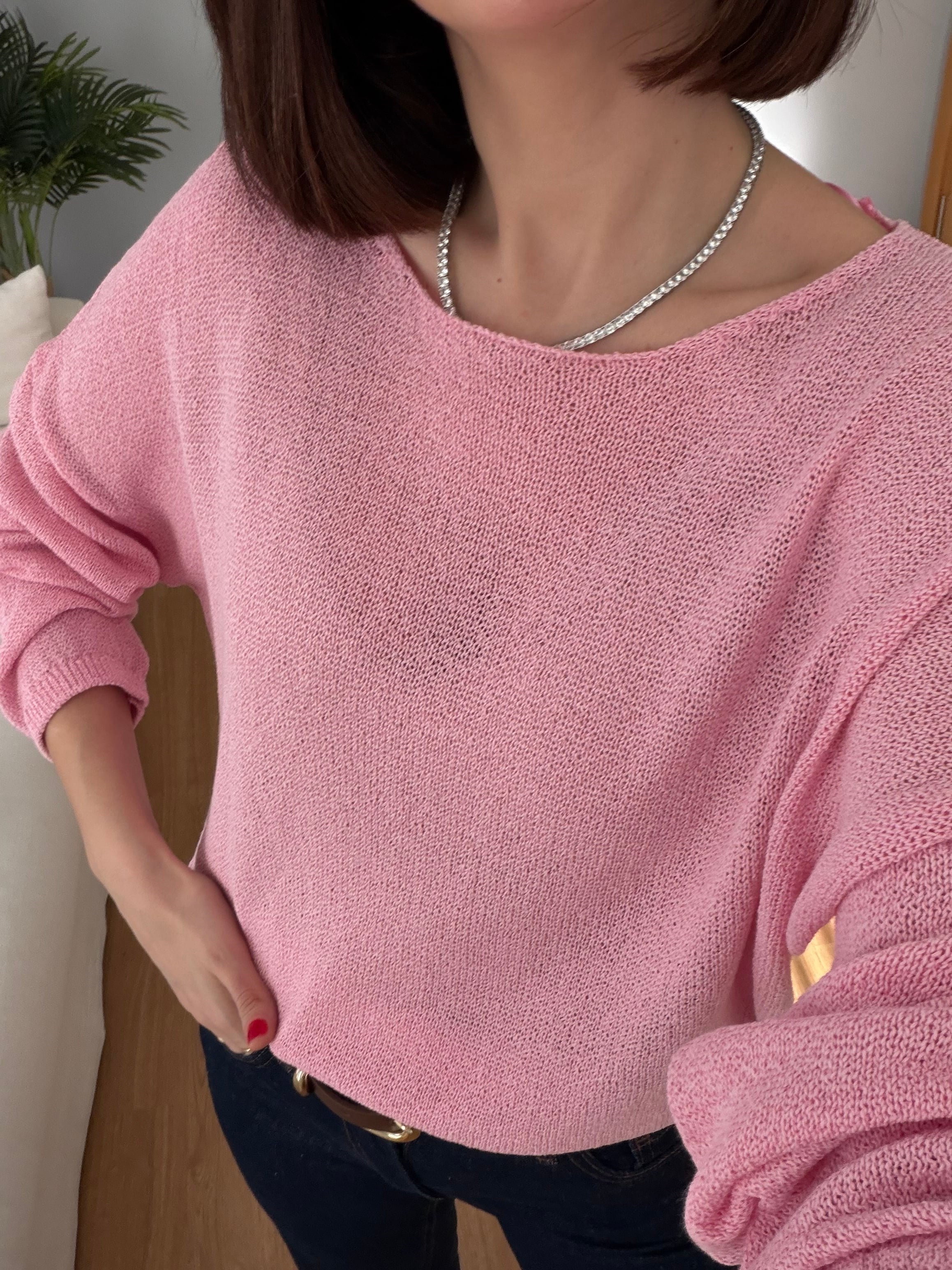 Pembe Renk Merserize Triko