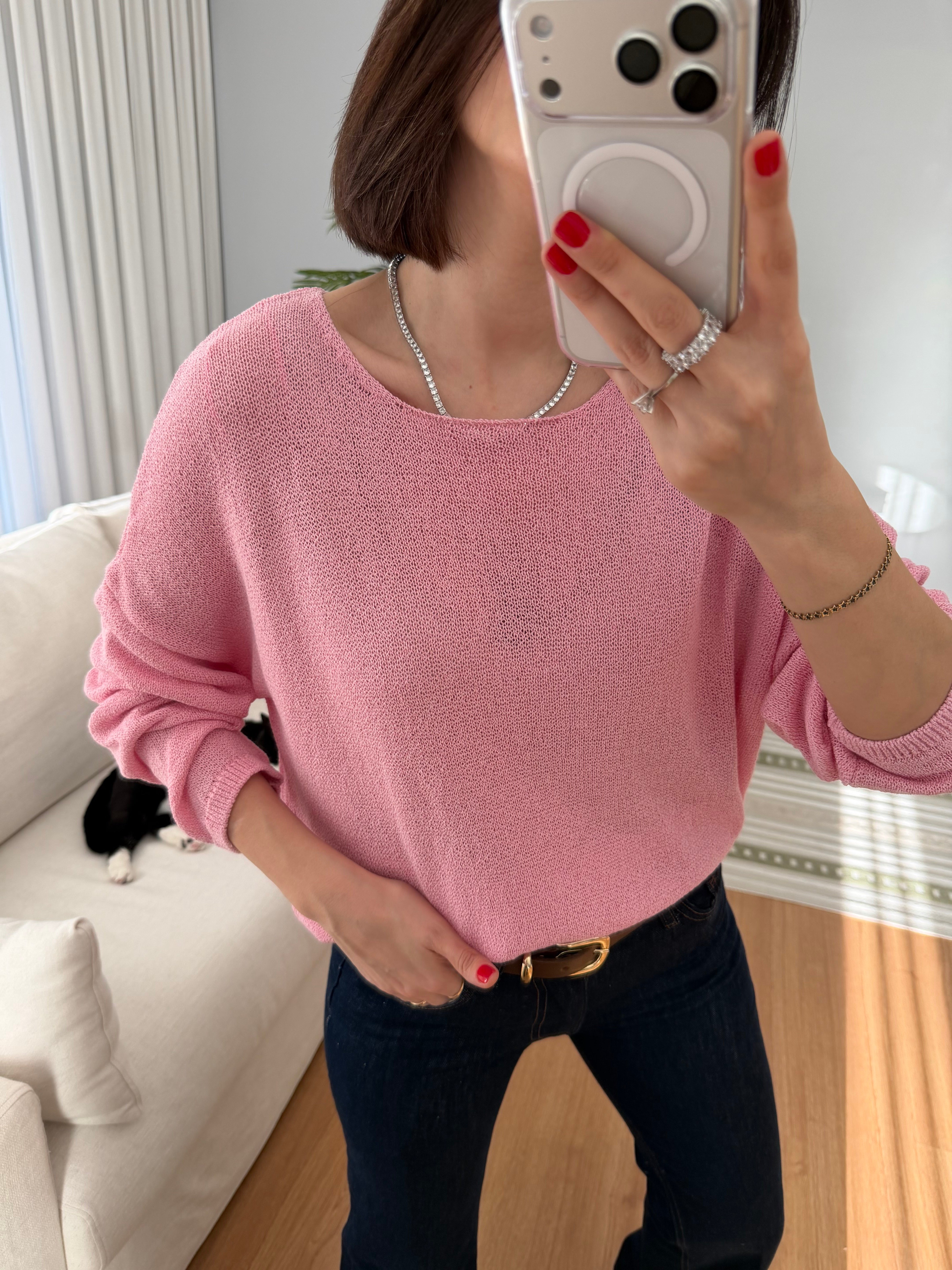 Pembe Renk Merserize Triko