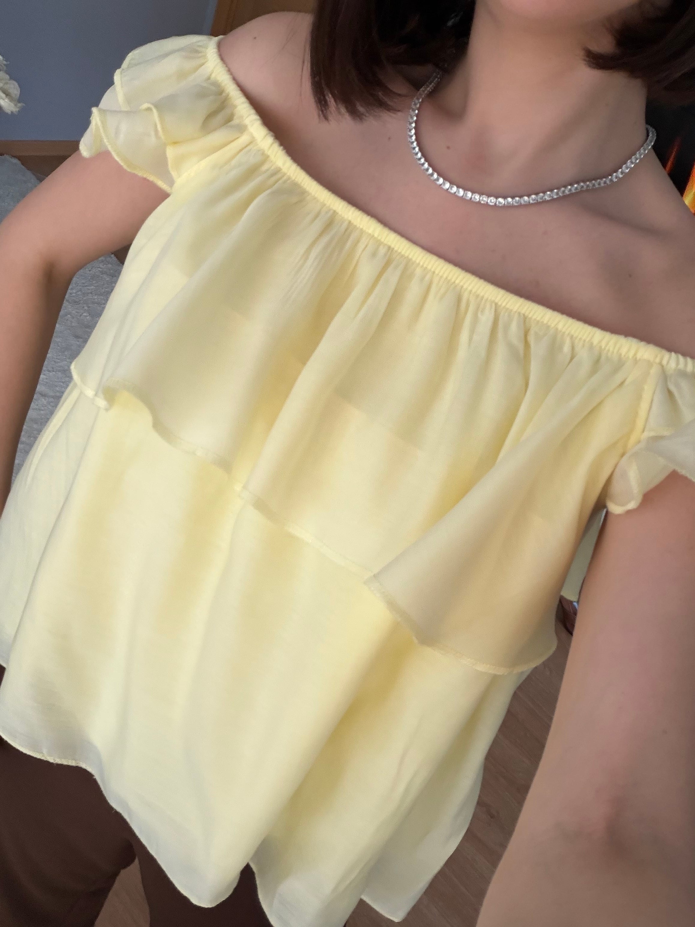 Rovienne Sarı Fırfır Bluz