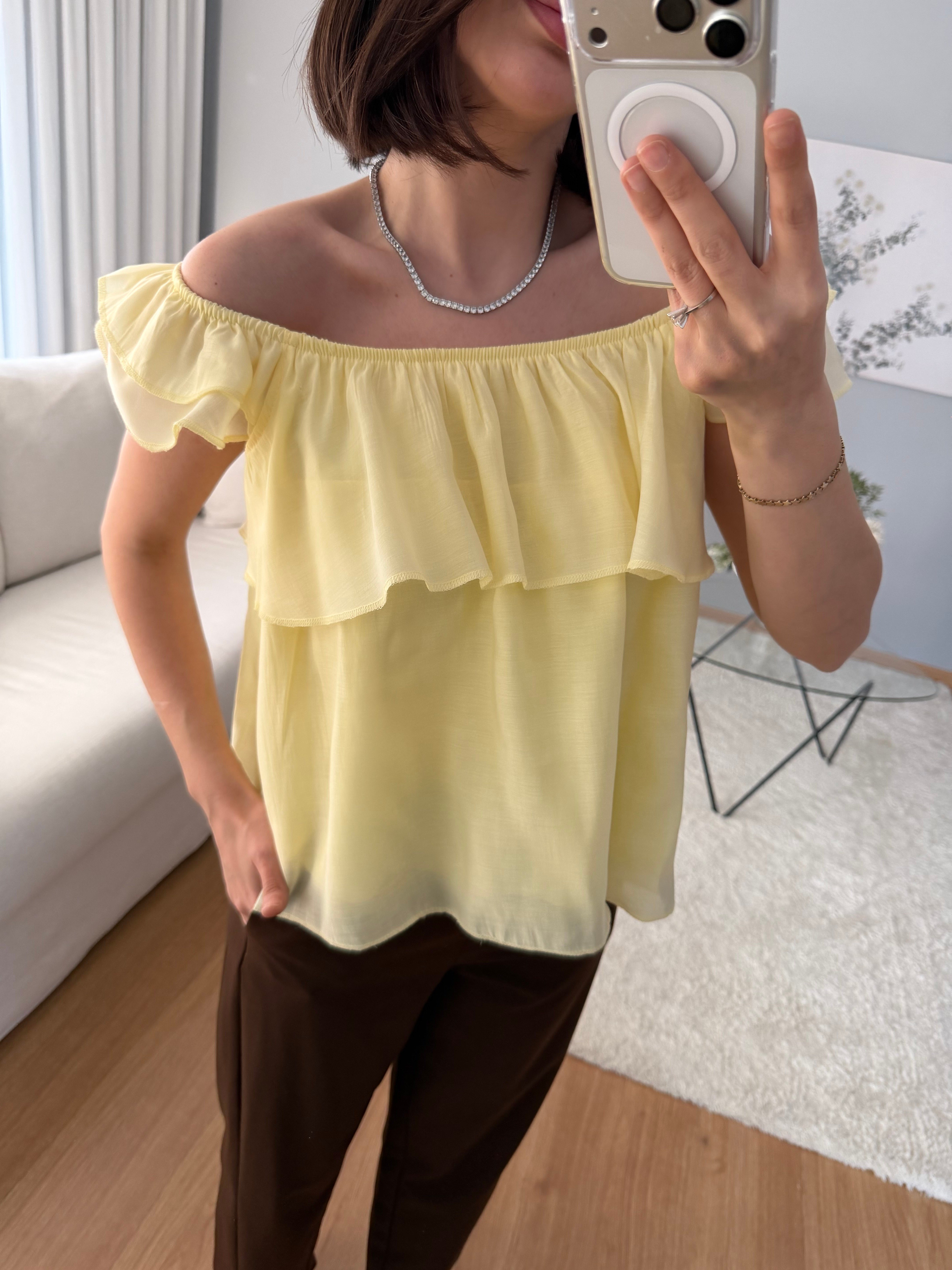 Rovienne Sarı Fırfır Bluz