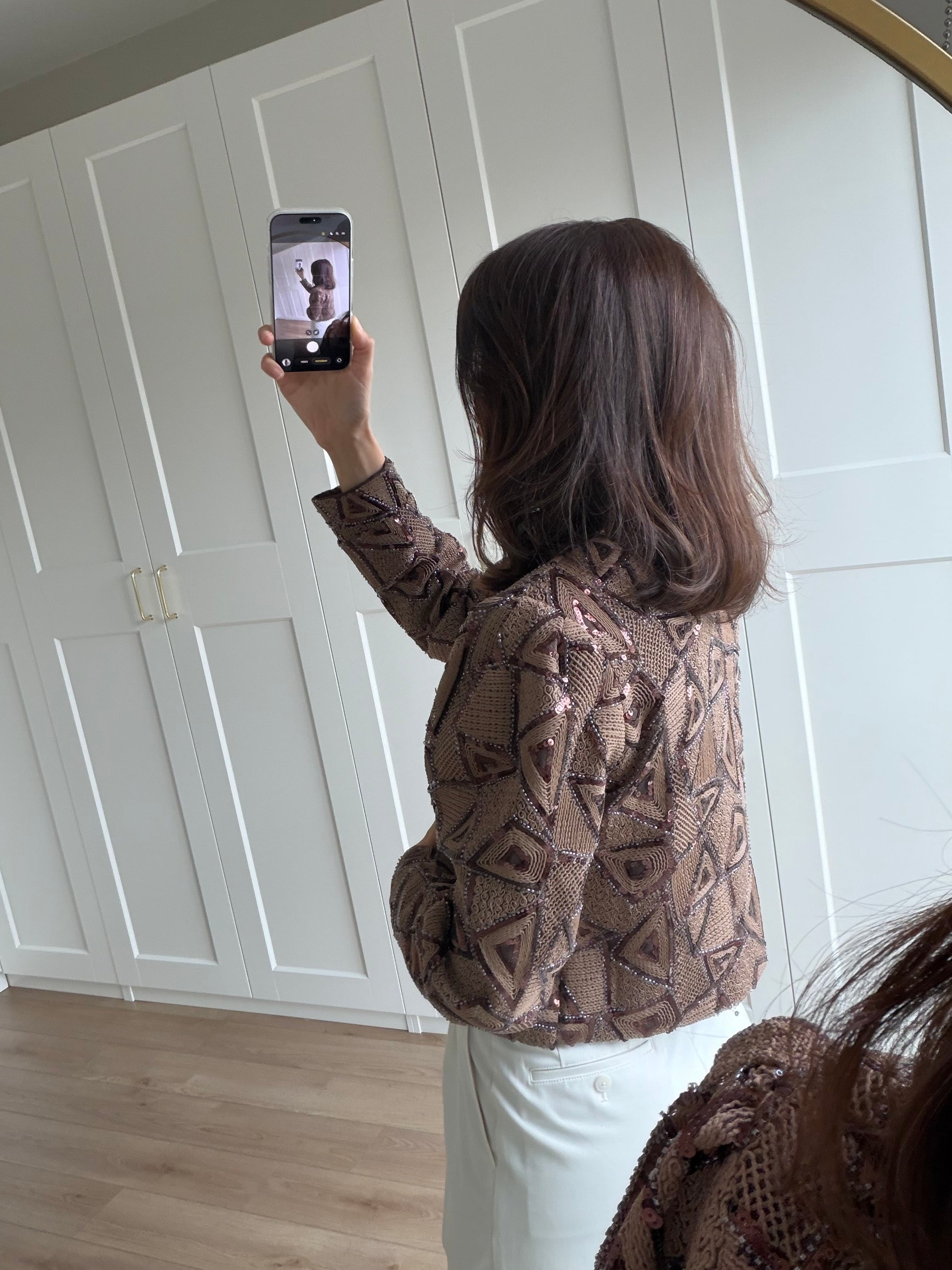 Sahmira Pul İşlemeli Kahve Rengi Ceket