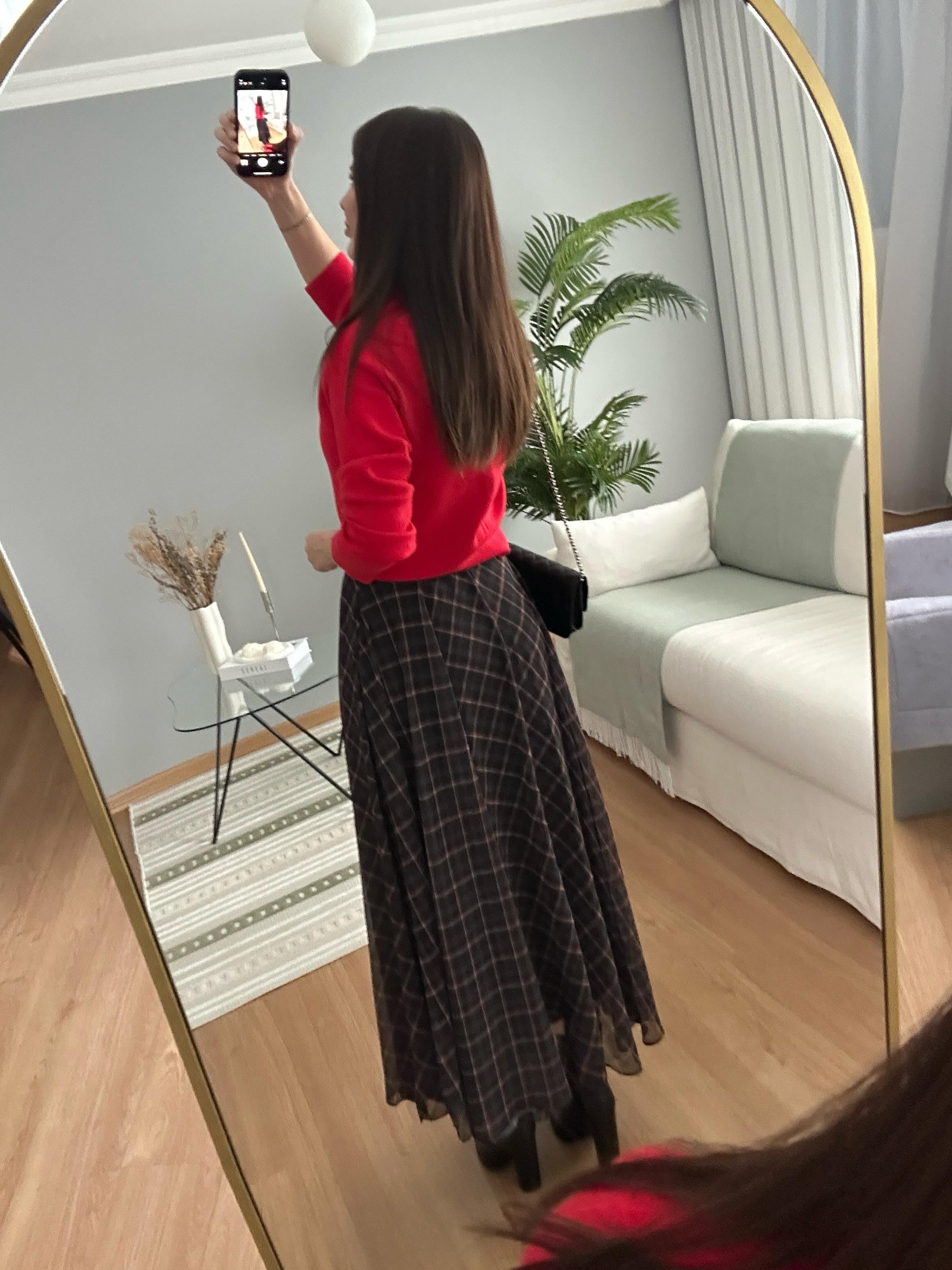 Şifon Ekose Etek