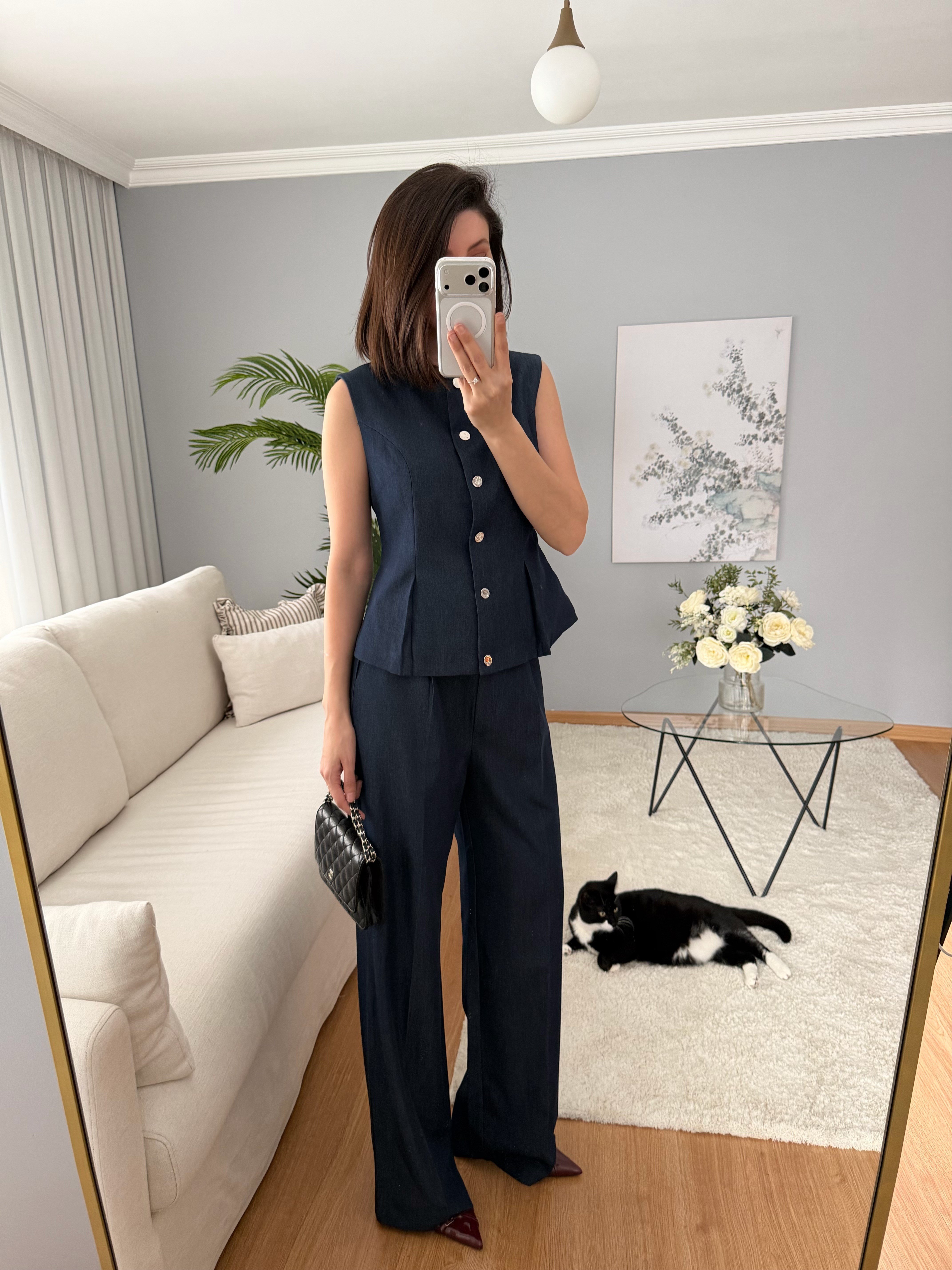 Sorella Yumuşak Denim Yelekli Takım
