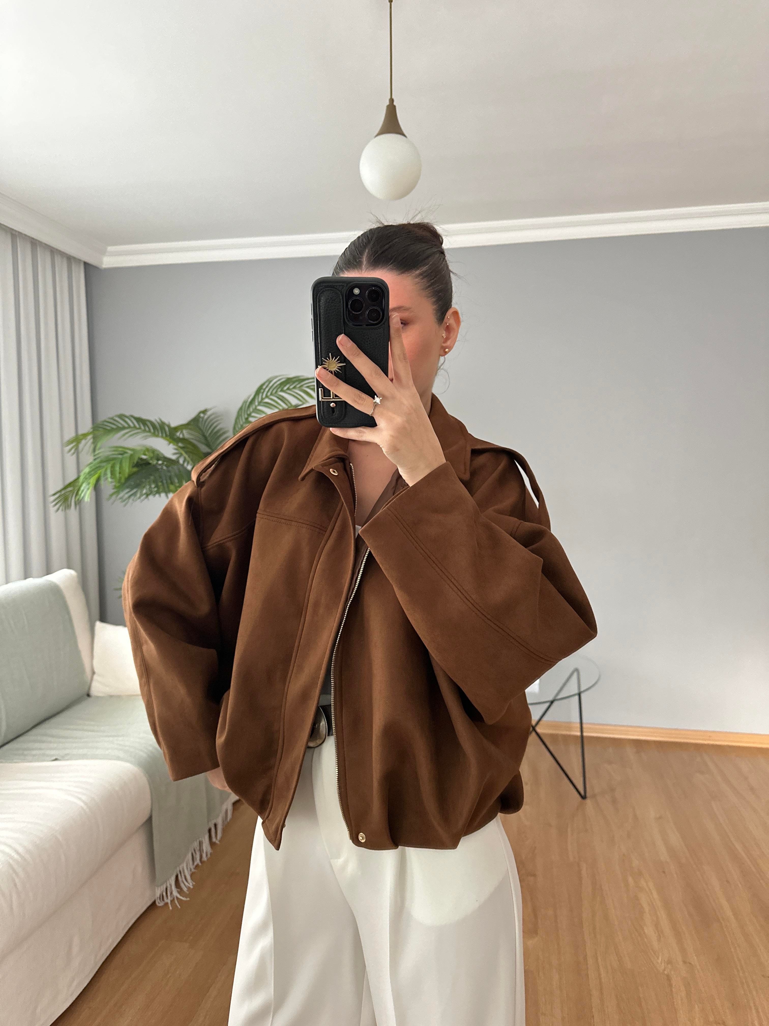 Taba Bomber Süet Ceket  