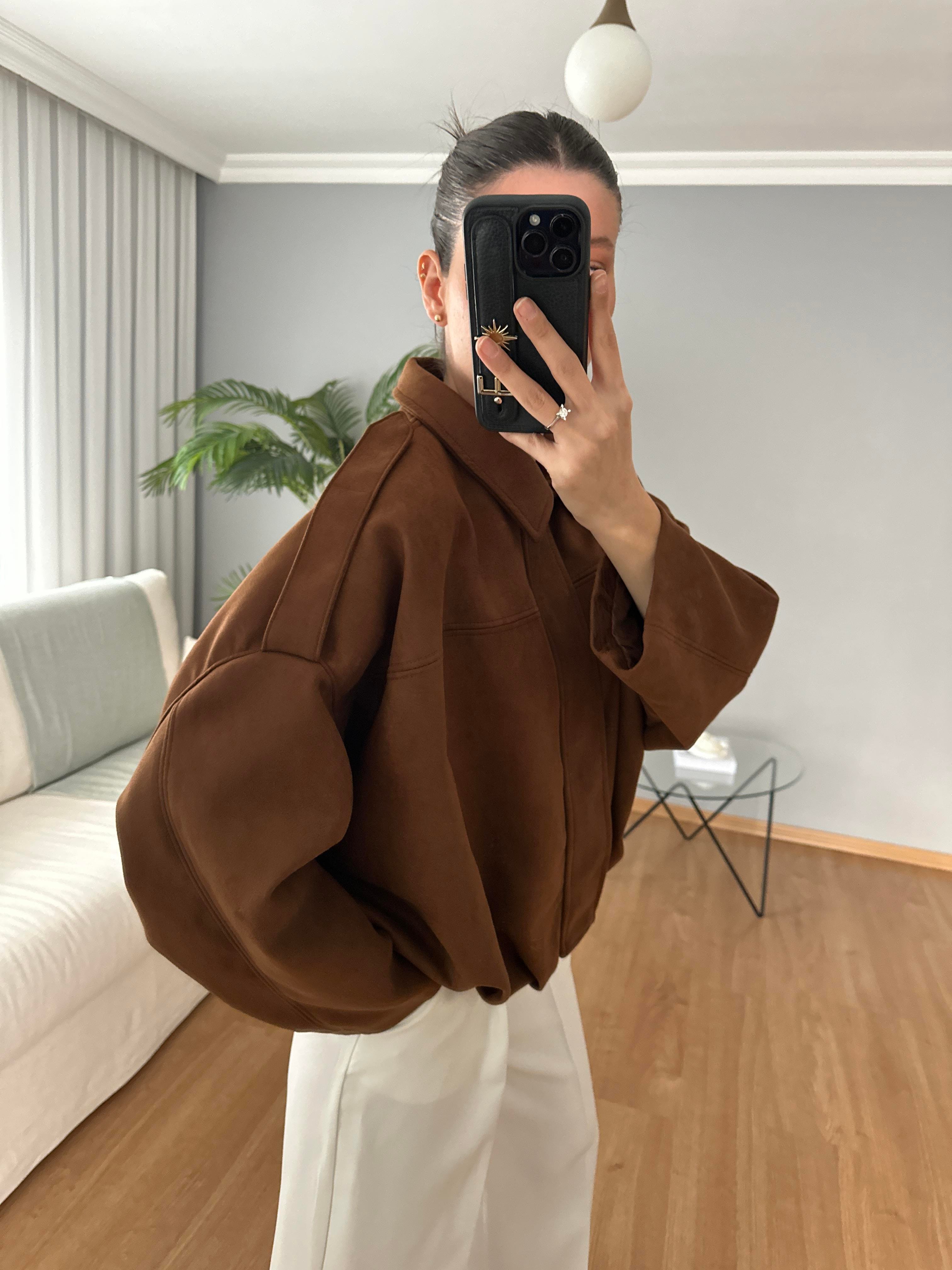 Taba Bomber Süet Ceket  