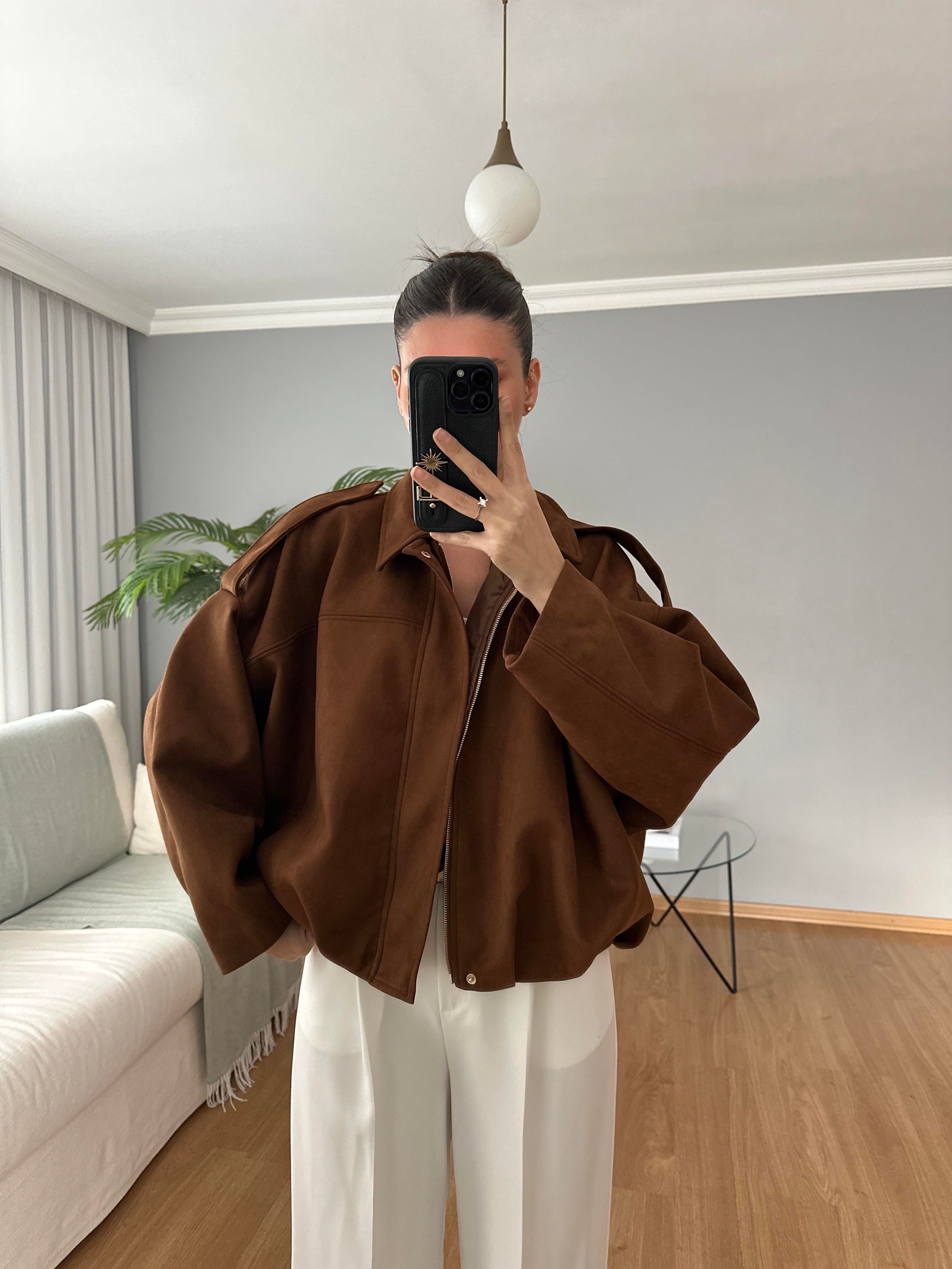 Taba Bomber Süet Ceket  