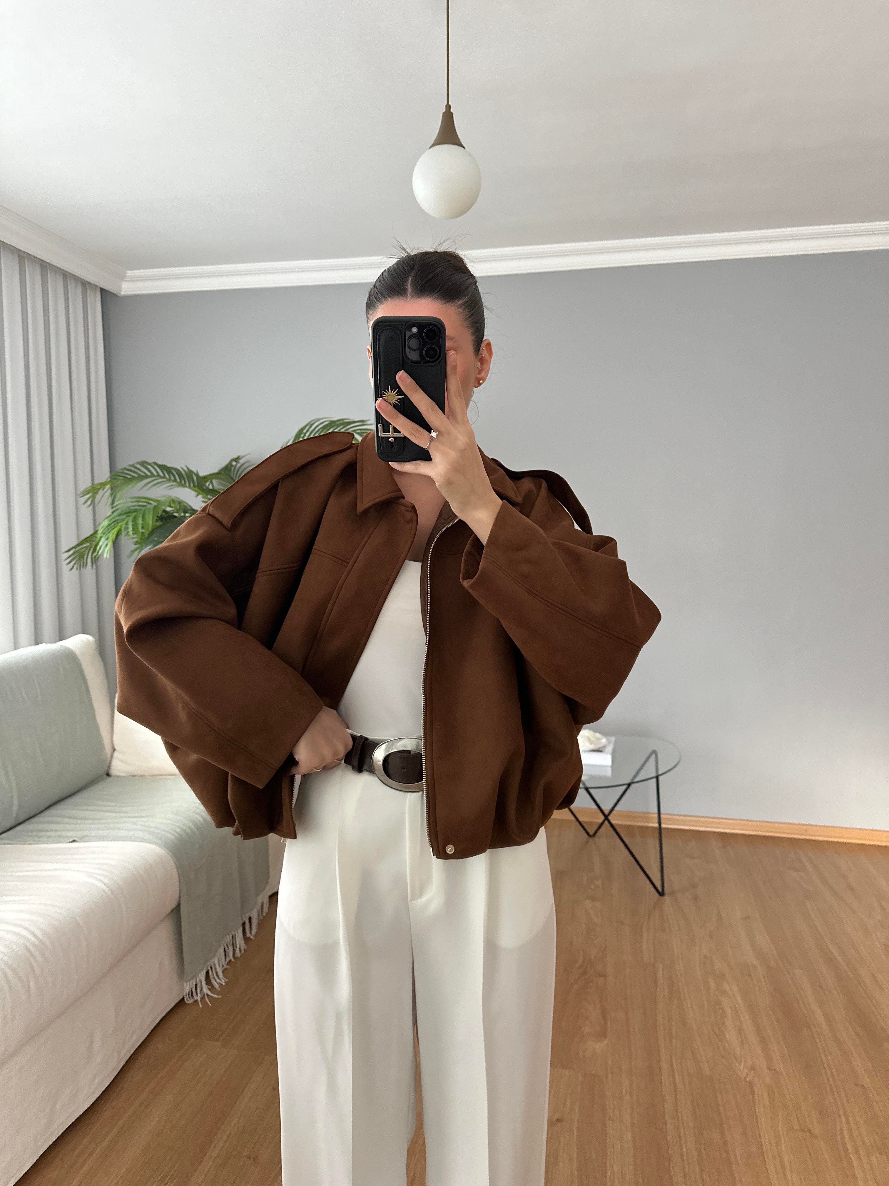 Taba Bomber Süet Ceket  