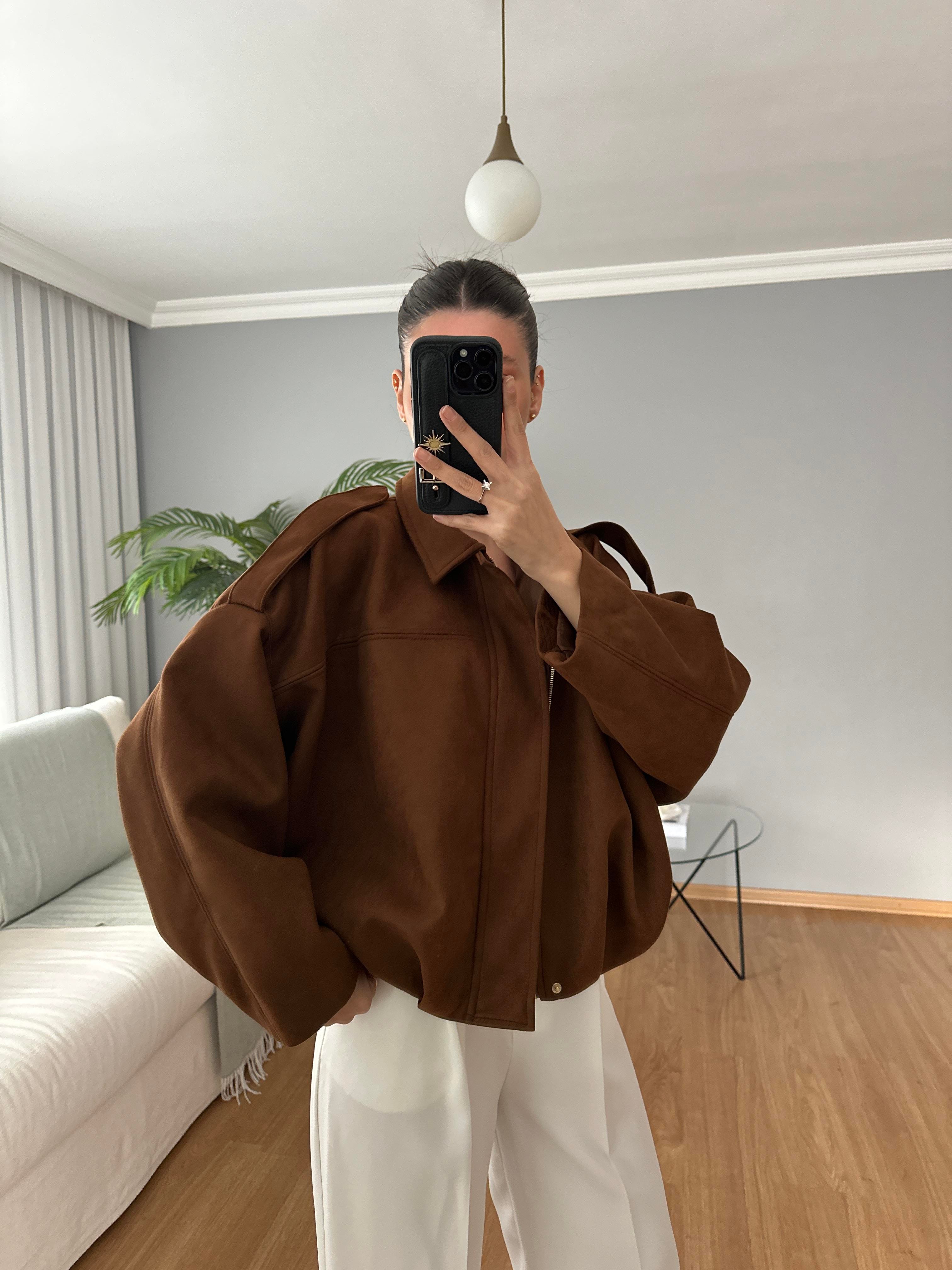 Taba Bomber Süet Ceket  