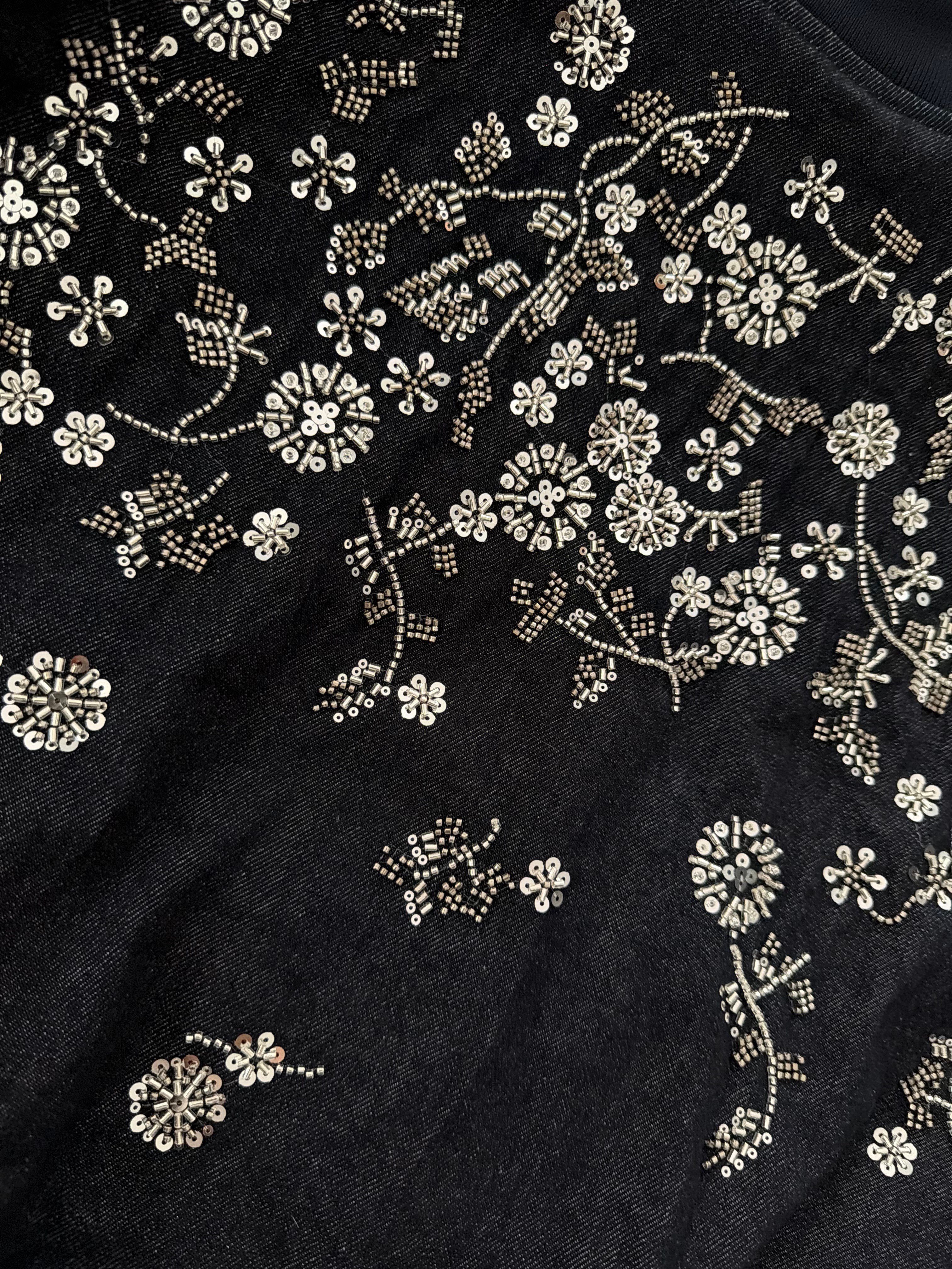 Taş İşlemeli Denim Ceket