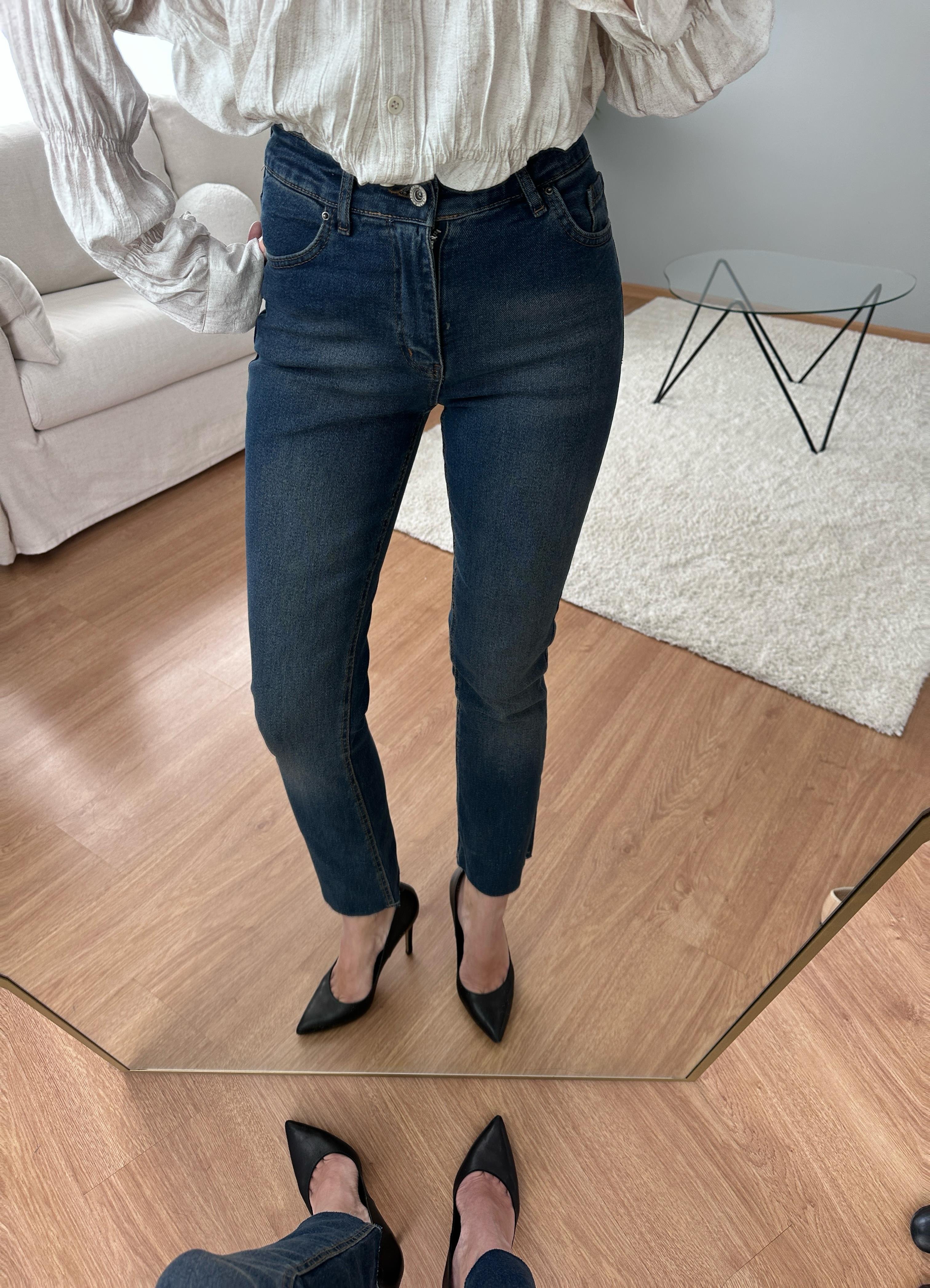 Taşlanmış Lacivert Boyfit Jean