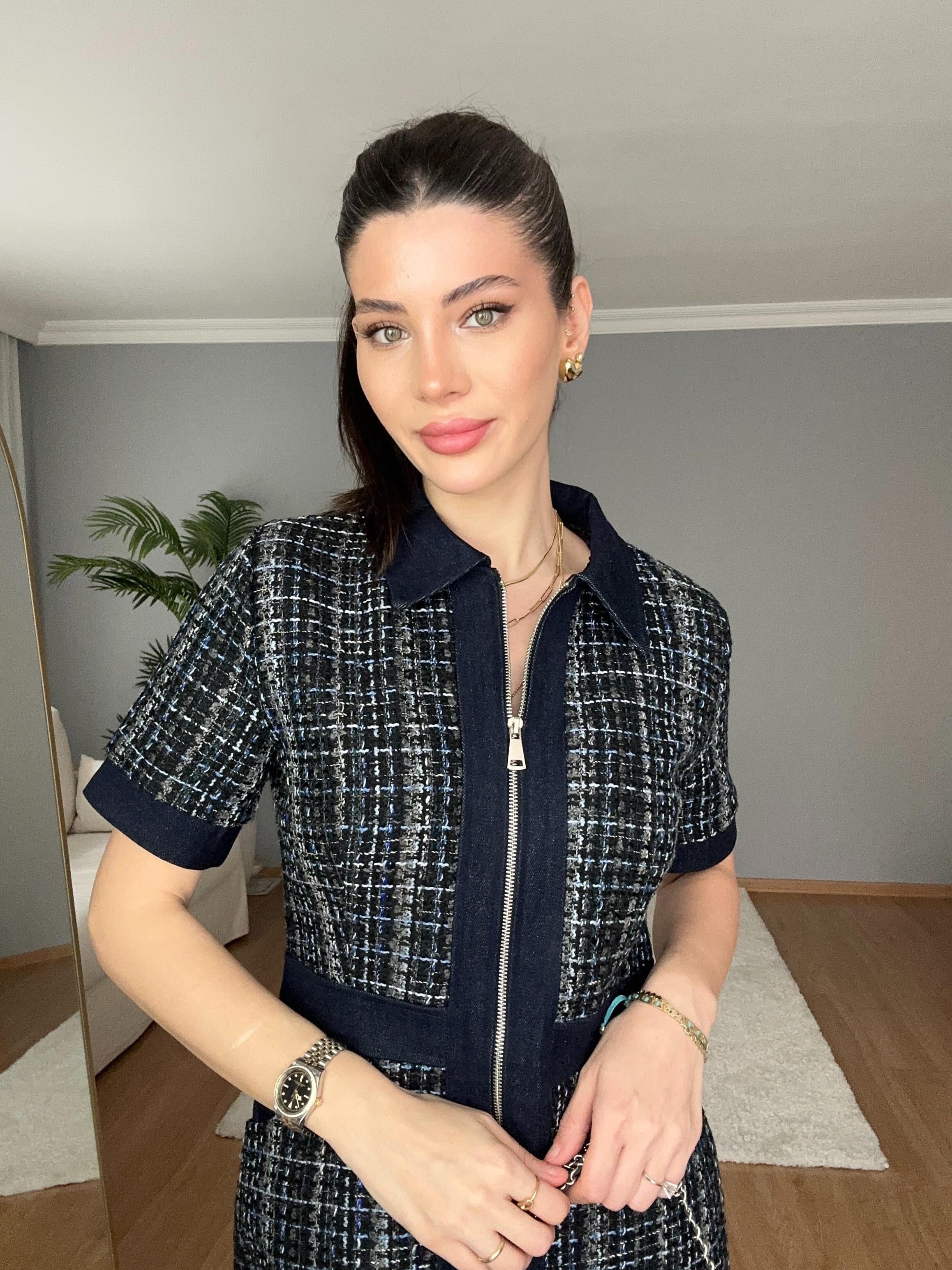 Tüvit Fermuarlı Elbise
