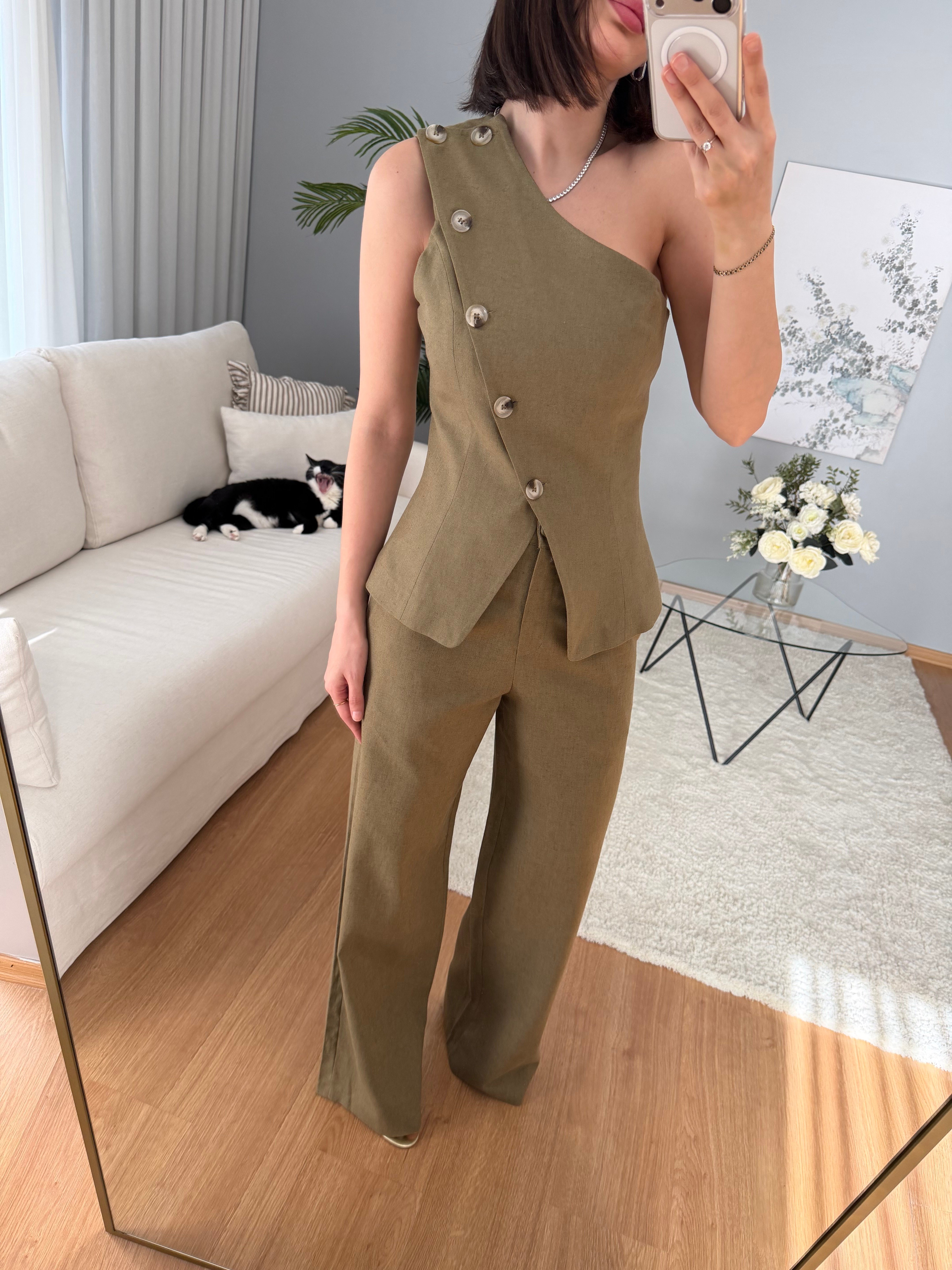 Tyra Haki Renk Keten Takım