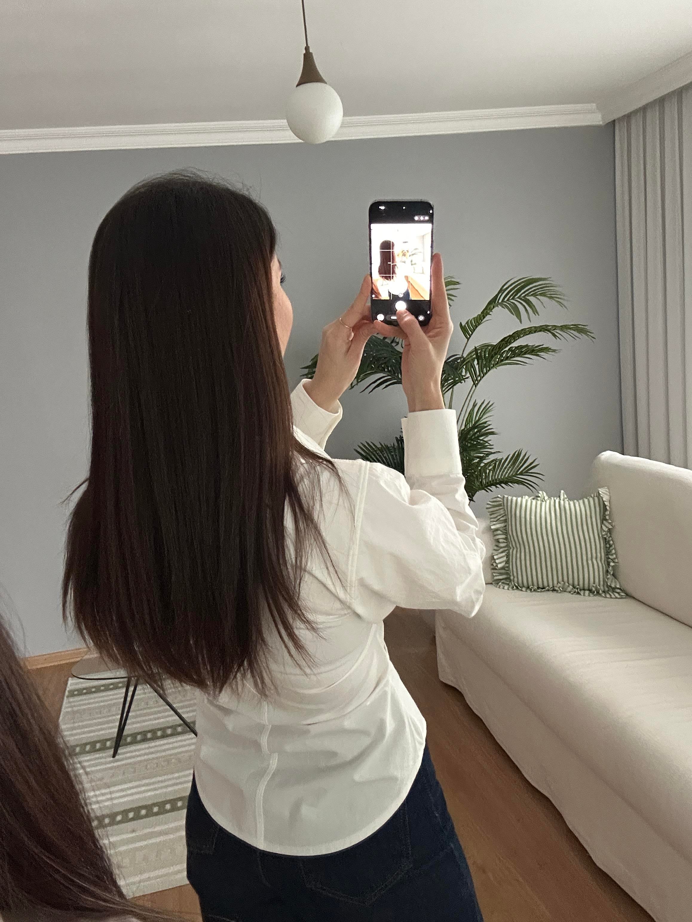 Velina Kolları Volanlı Beyaz Gömlek