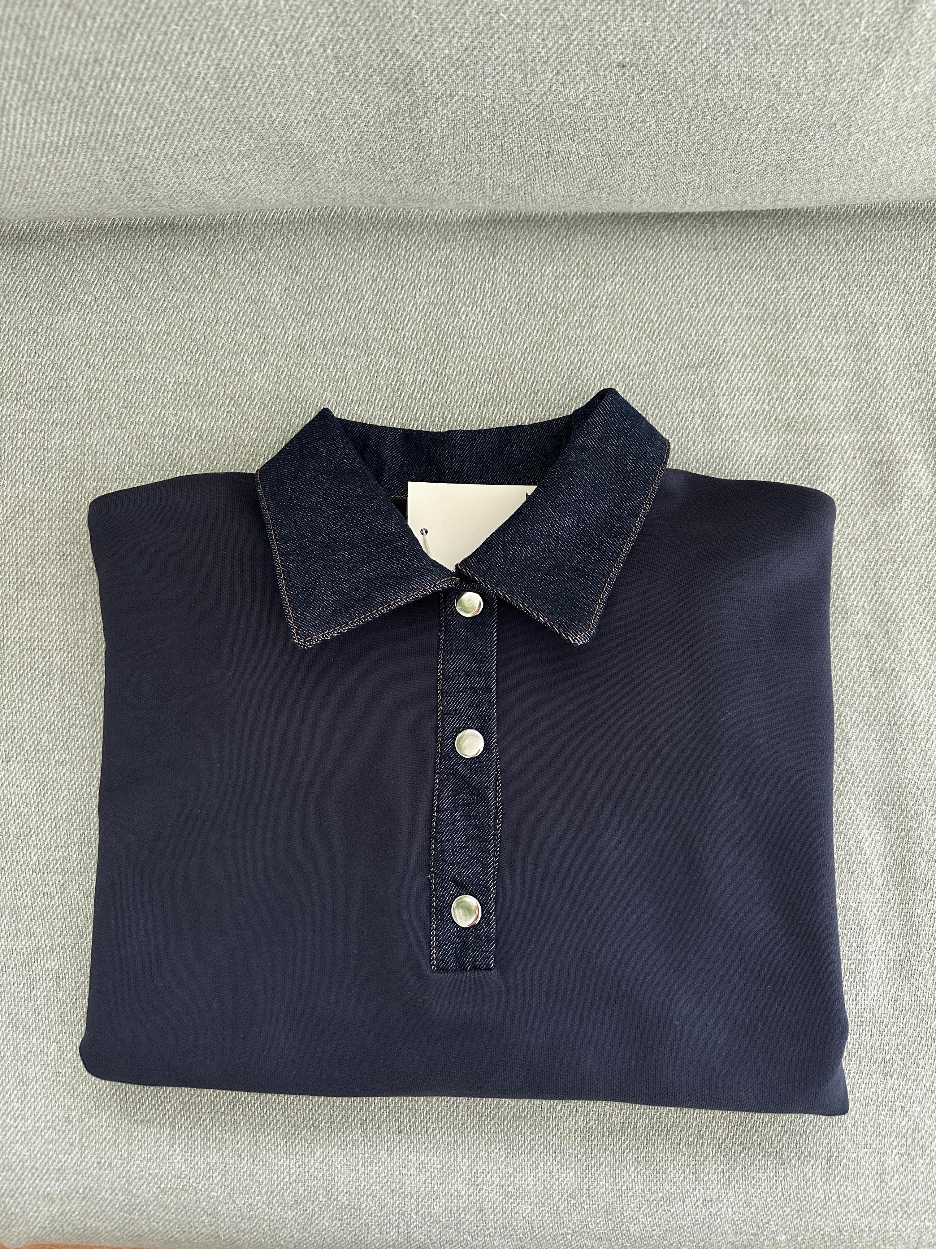 Yakası Denim Lacivert Sweatshirt 